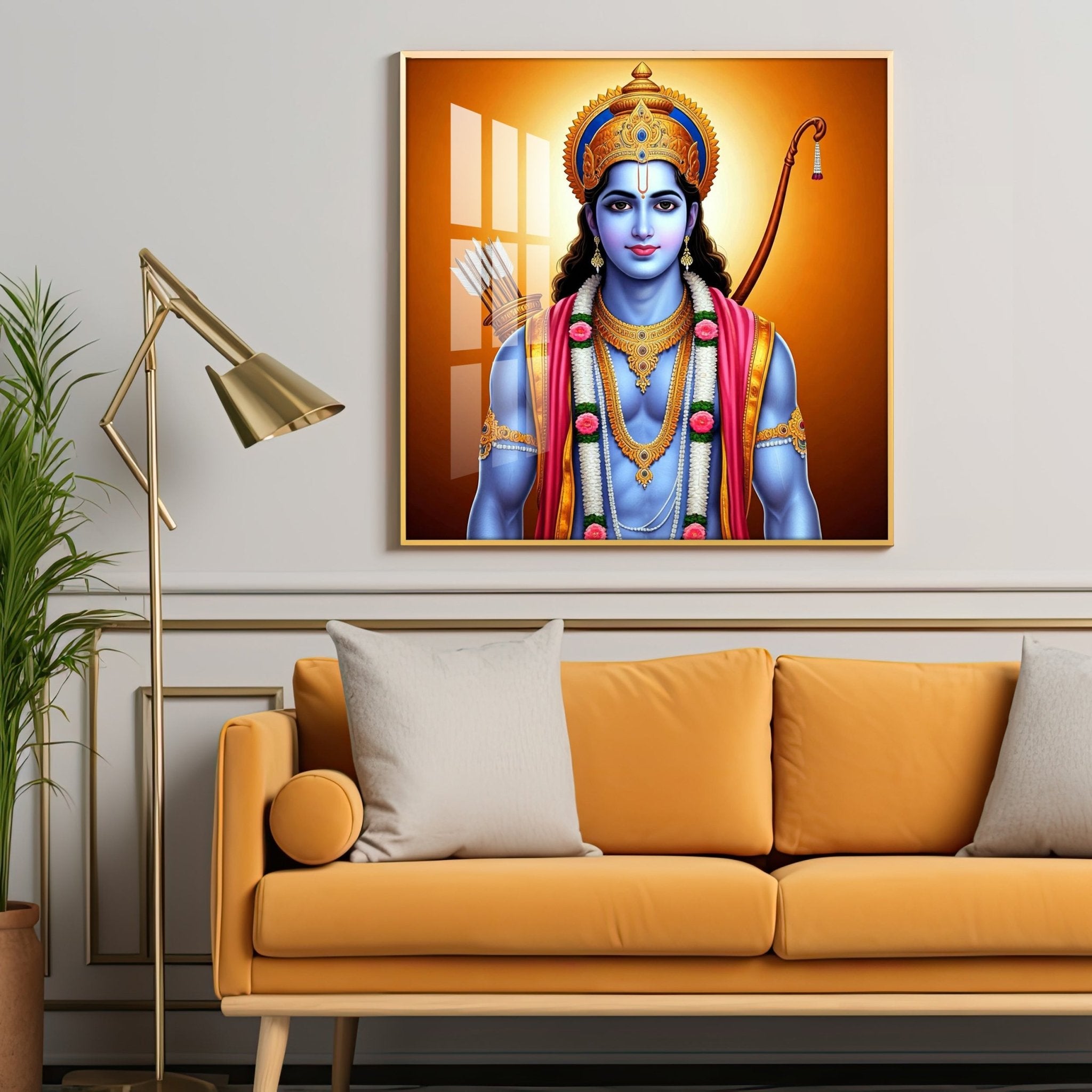 Lord Rama in Artistic Harmony Premium Acrylic Square Wall Art - The Next Decor