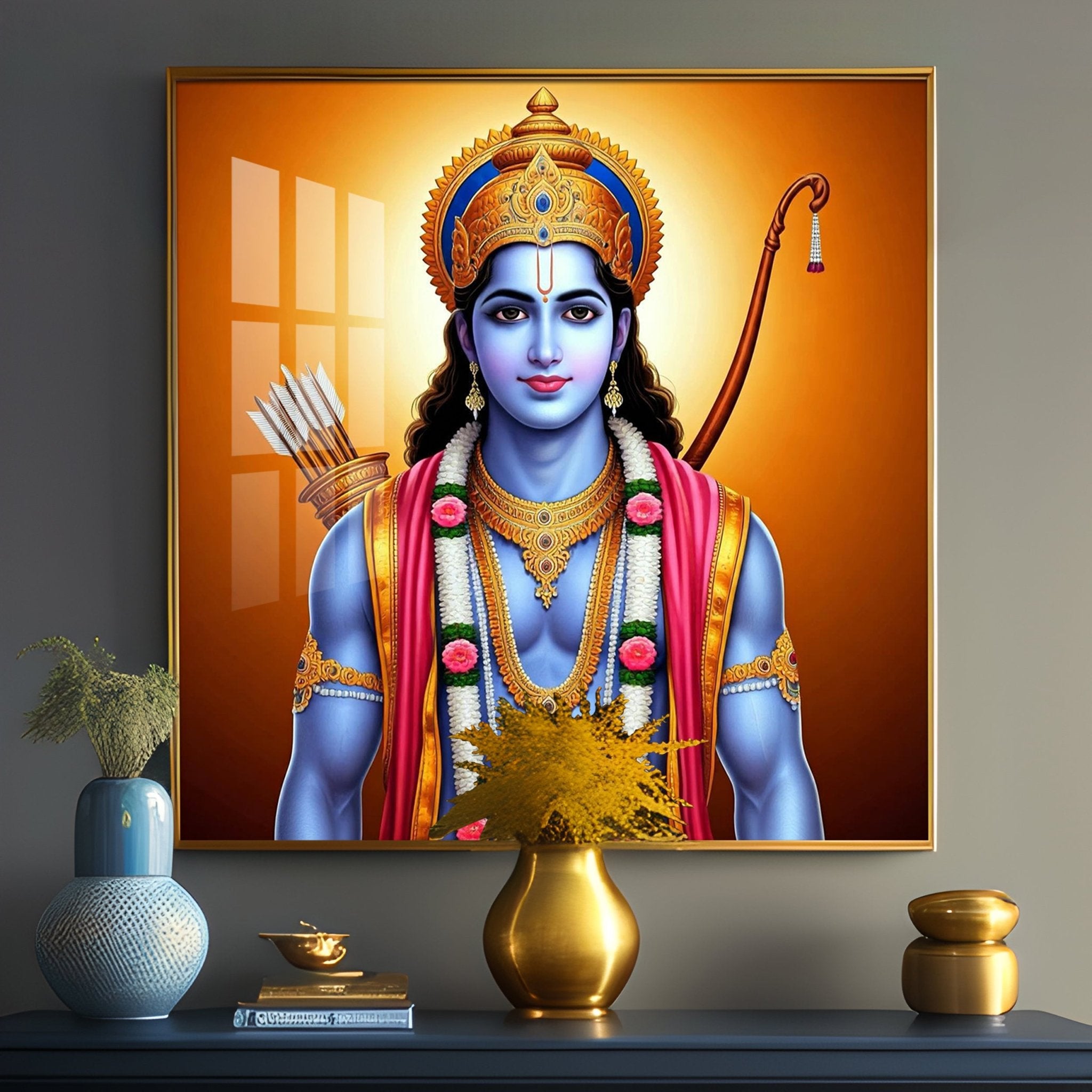 Lord Rama in Artistic Harmony Premium Acrylic Square Wall Art - The Next Decor