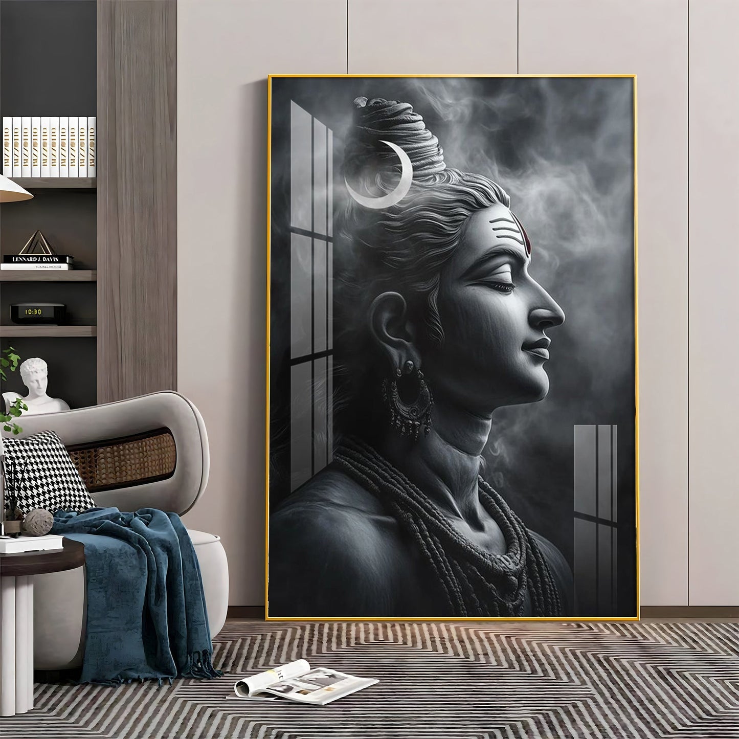 Lord Shiva Harmony Premium Acrylic Wall Art - 30X20 inches / Gold