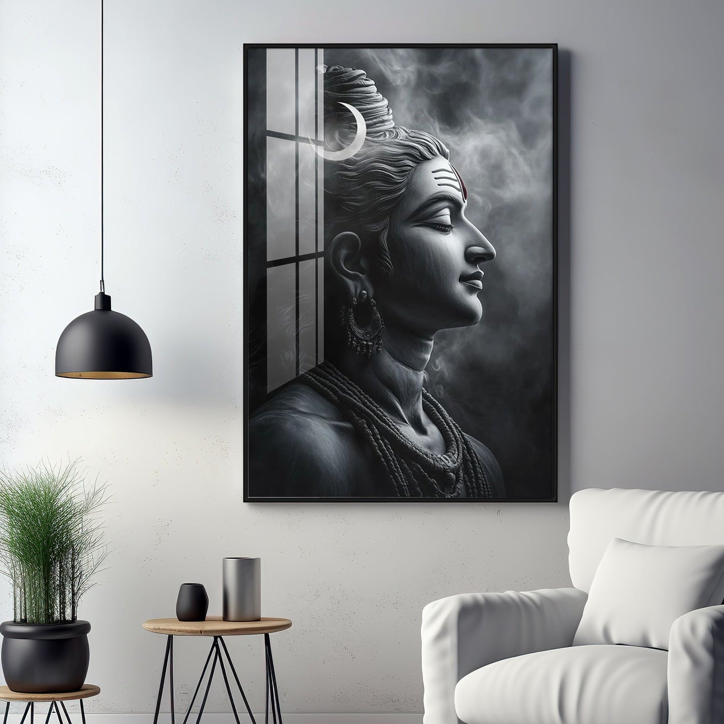Lord Shiva Harmony Premium Acrylic Wall Art - 30X20 inches / Gold