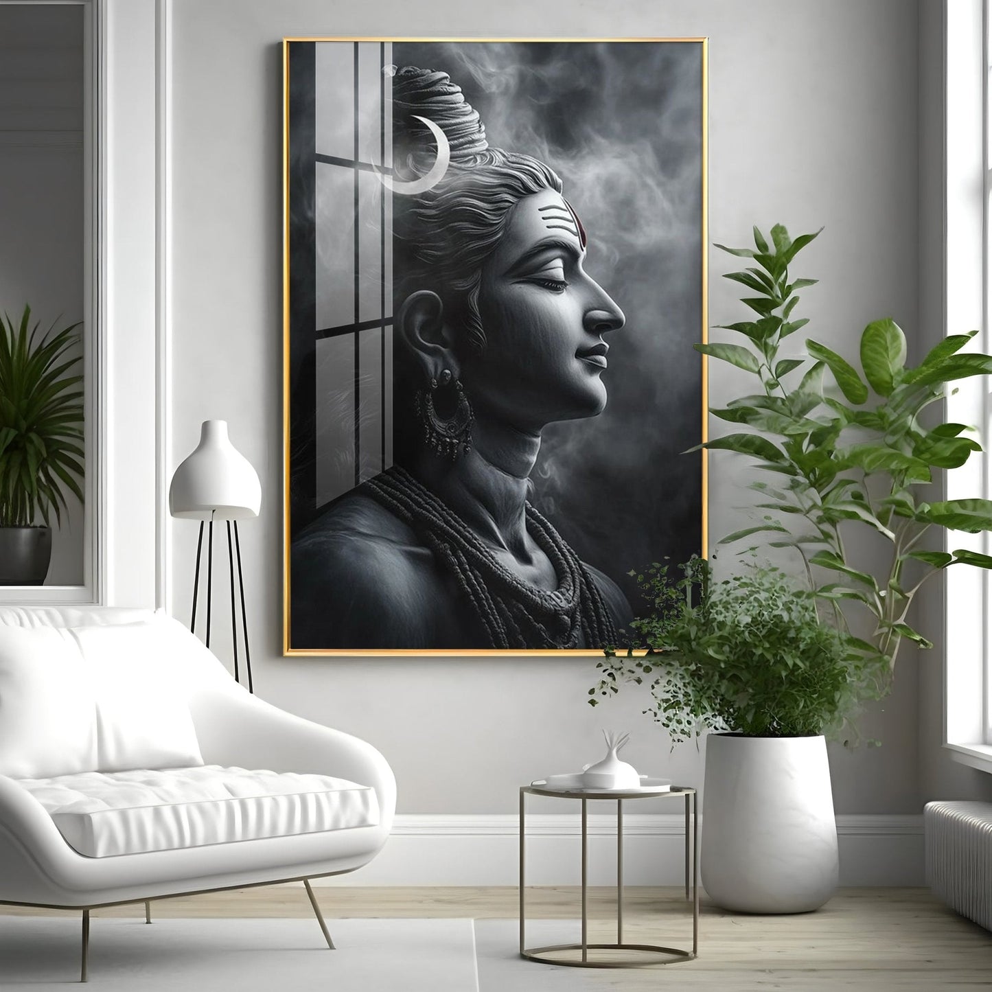 Lord Shiva Harmony Premium Acrylic Wall Art - 30X20 inches / Gold