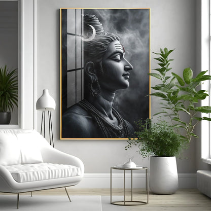 Lord Shiva Harmony Premium Acrylic Wall Art - 30X20 inches / Gold