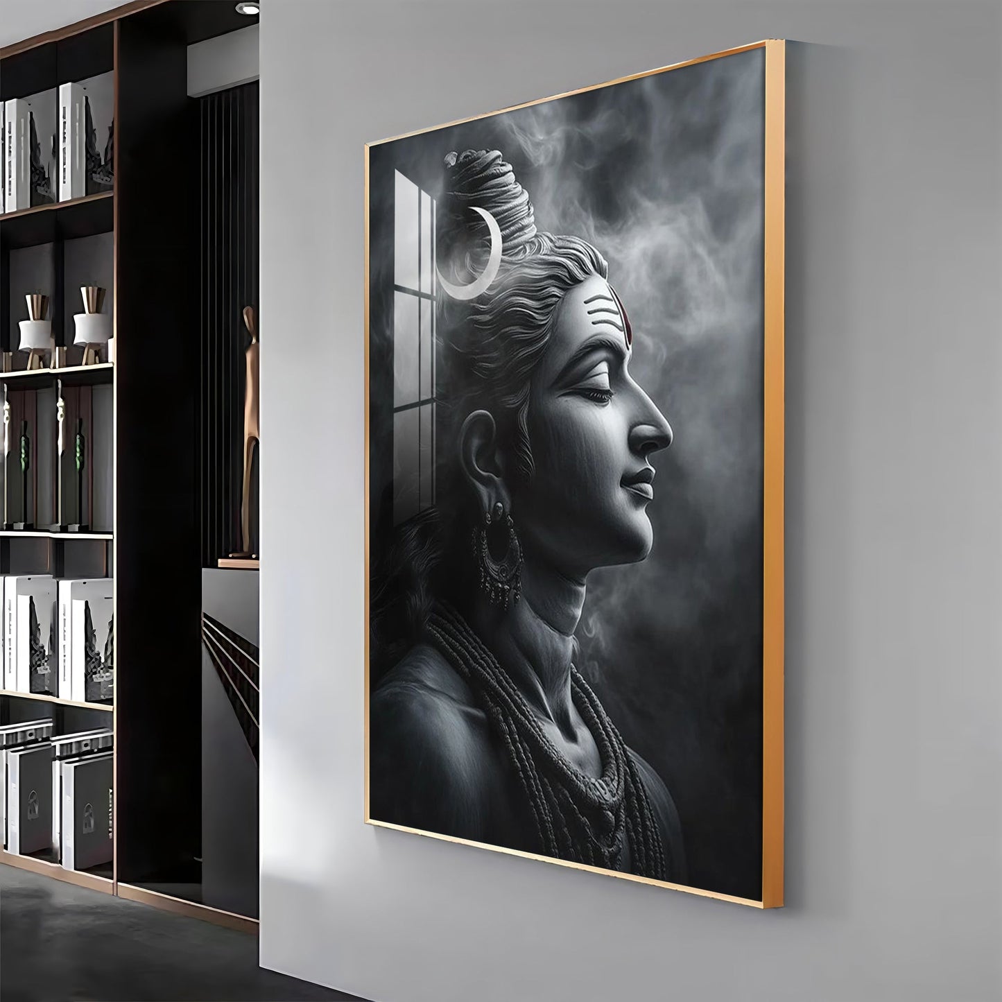 Lord Shiva Harmony Premium Acrylic Wall Art - 30X20 inches / Gold