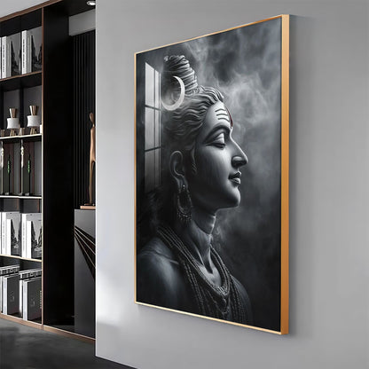 Lord Shiva Harmony Premium Acrylic Wall Art - 30X20 inches / Gold