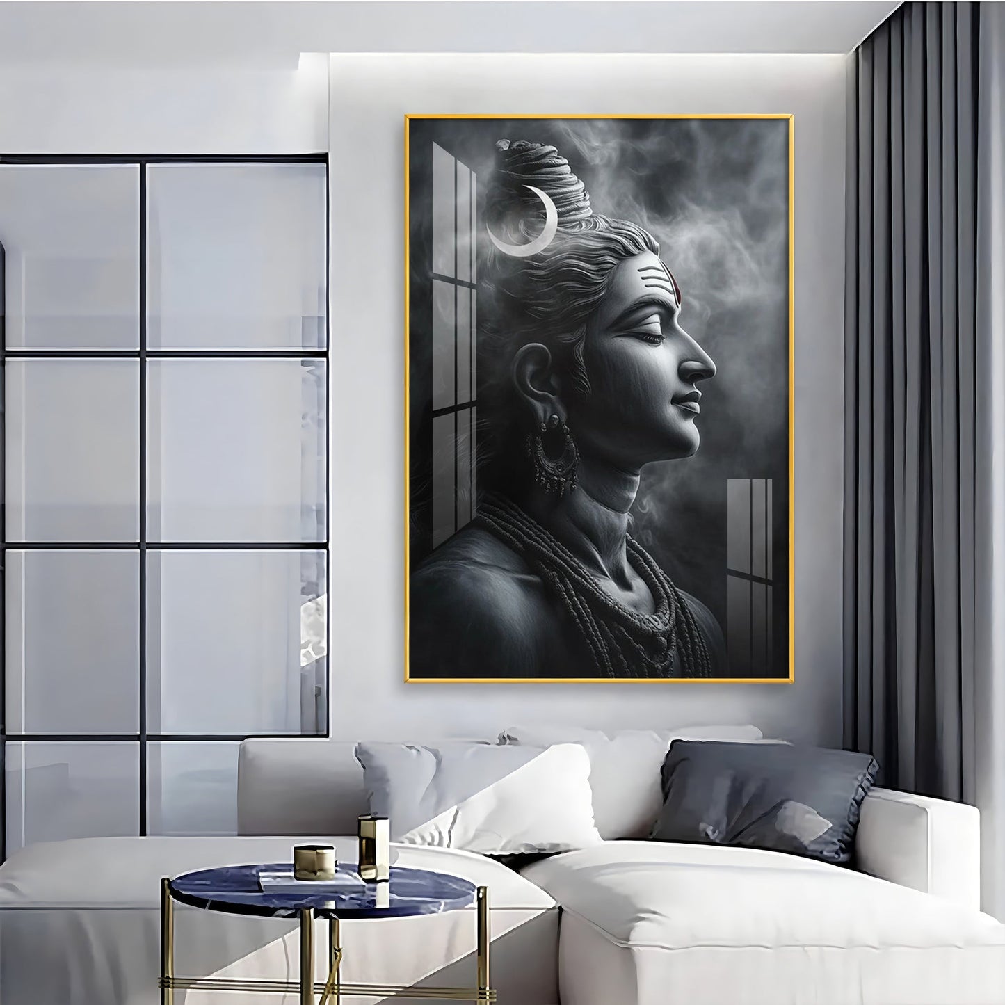Lord Shiva Harmony Premium Acrylic Wall Art - 30X20 inches / Gold