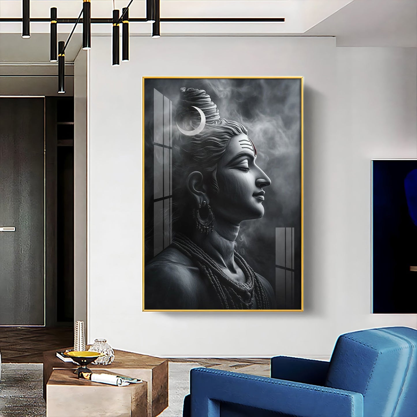 Lord Shiva Harmony Premium Acrylic Wall Art - 30X20 inches / Gold