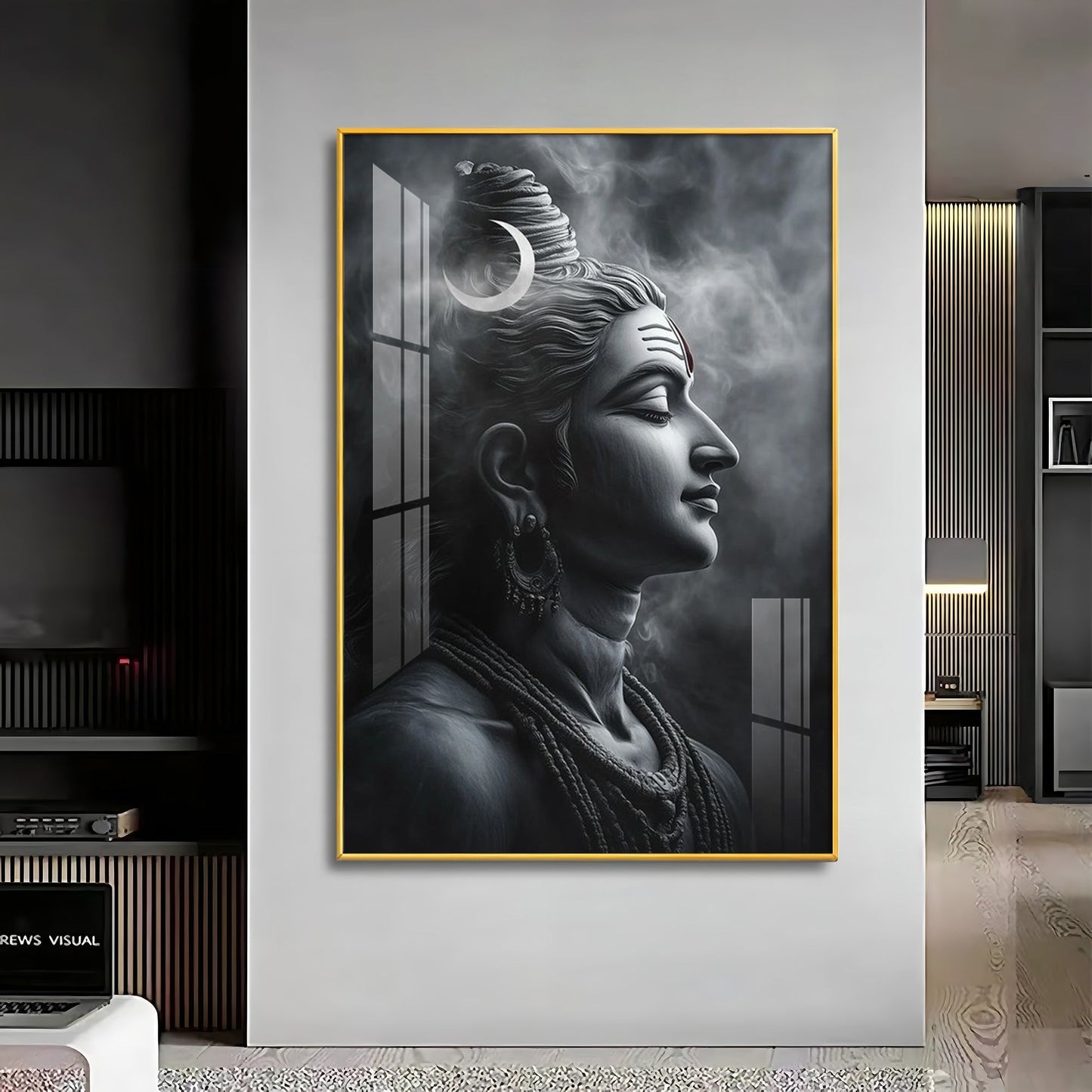 Lord Shiva Harmony Premium Acrylic Wall Art - 30X20 inches / Gold