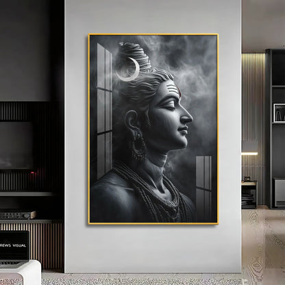 Lord Shiva Harmony Premium Acrylic Wall Art - 30X20 inches / Gold