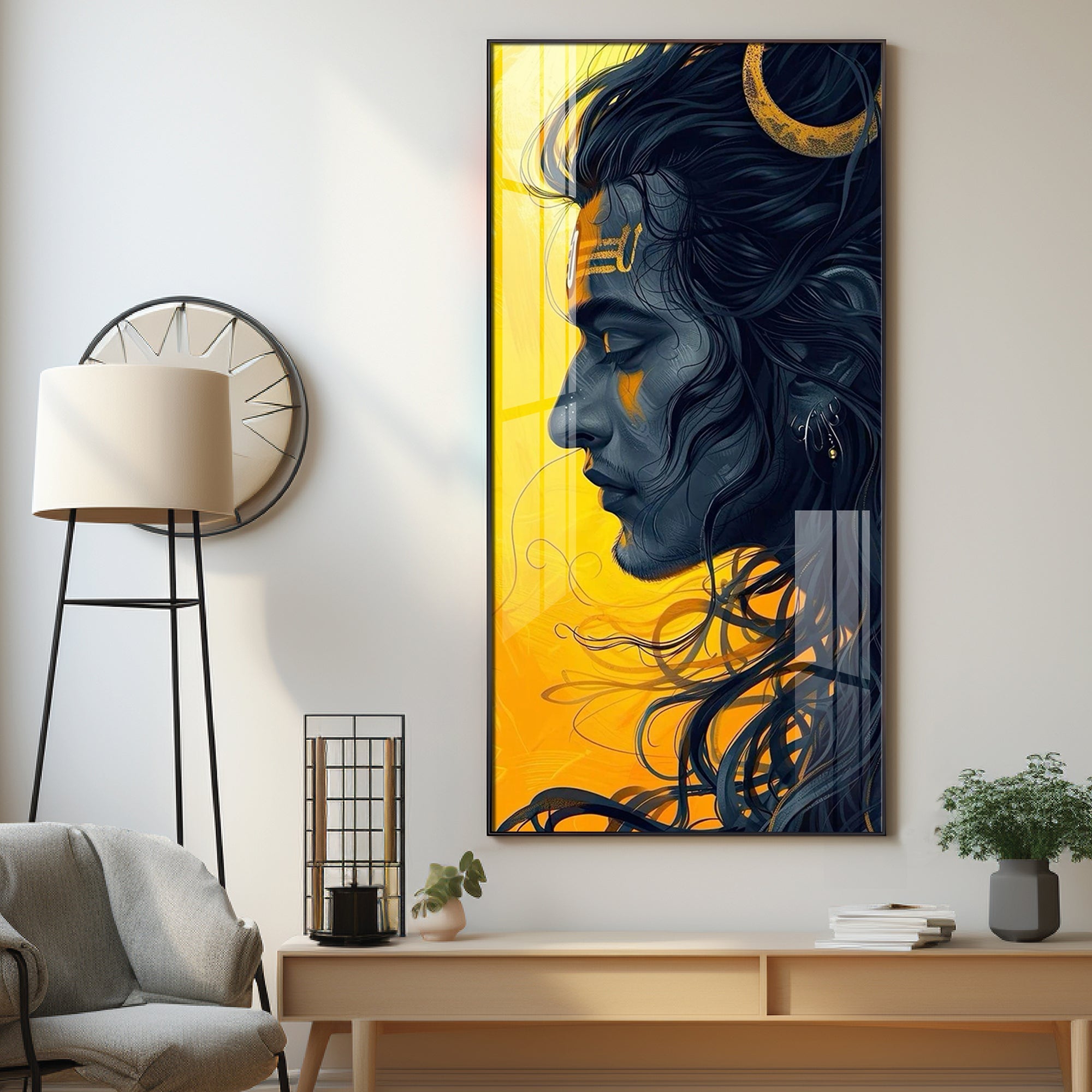 Lord Shiva In Sunlit Halo Premium Acrylic Wall Art - The Next Decor