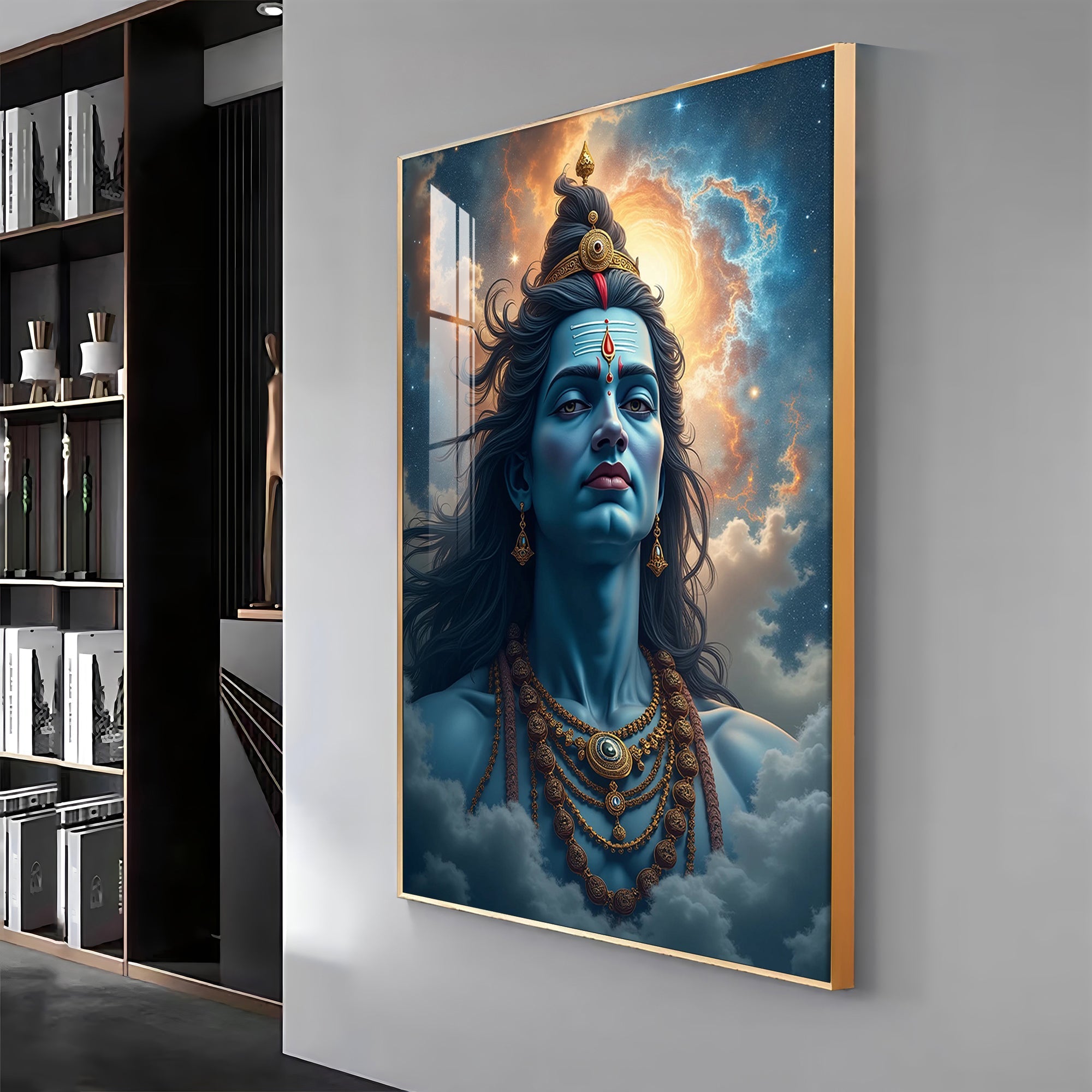 Lord Shiva In The Clouds Premium Acrylic Wall Art - The Next Decor