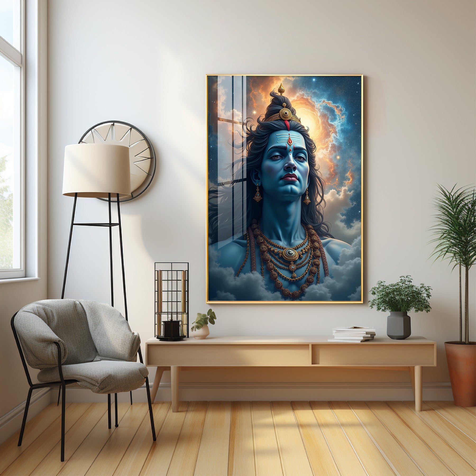 Lord Shiva In The Clouds Premium Acrylic Wall Art - The Next Decor