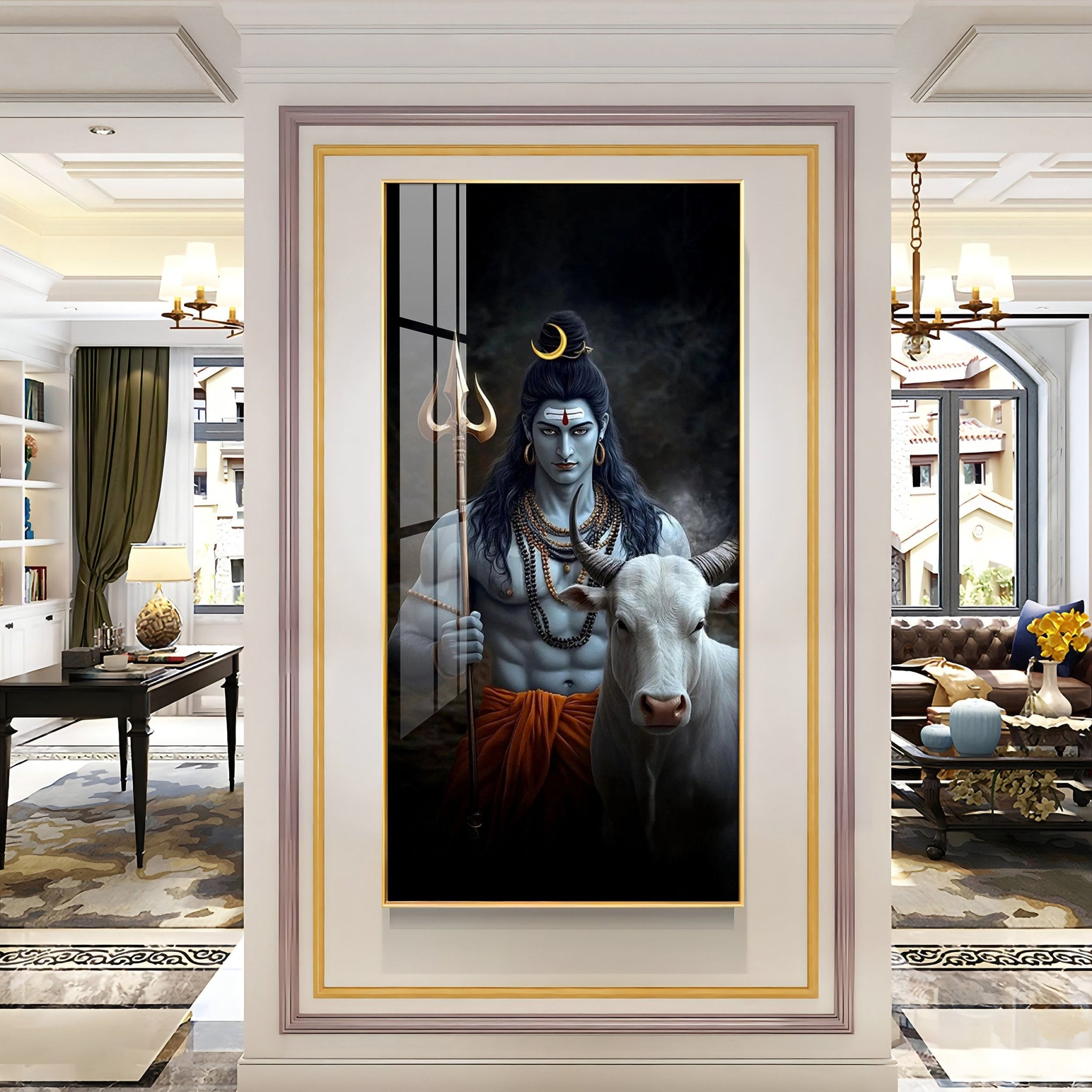 Lord Shiva with His Sacred Companion Premium Acrylic Wall Art - The Next Decor