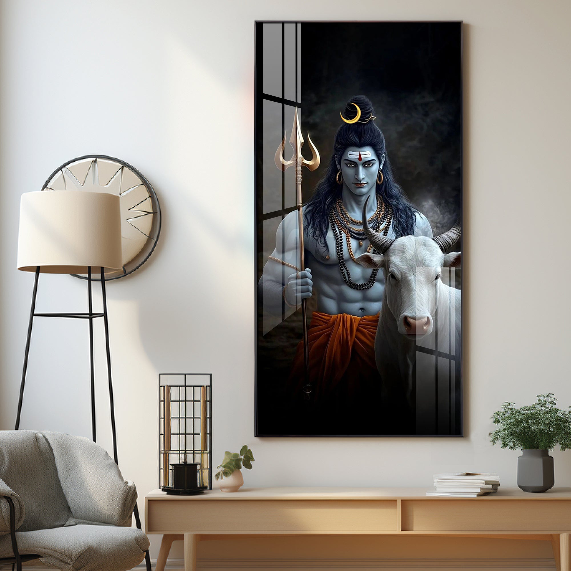Lord Shiva with His Sacred Companion Premium Acrylic Wall Art - The Next Decor