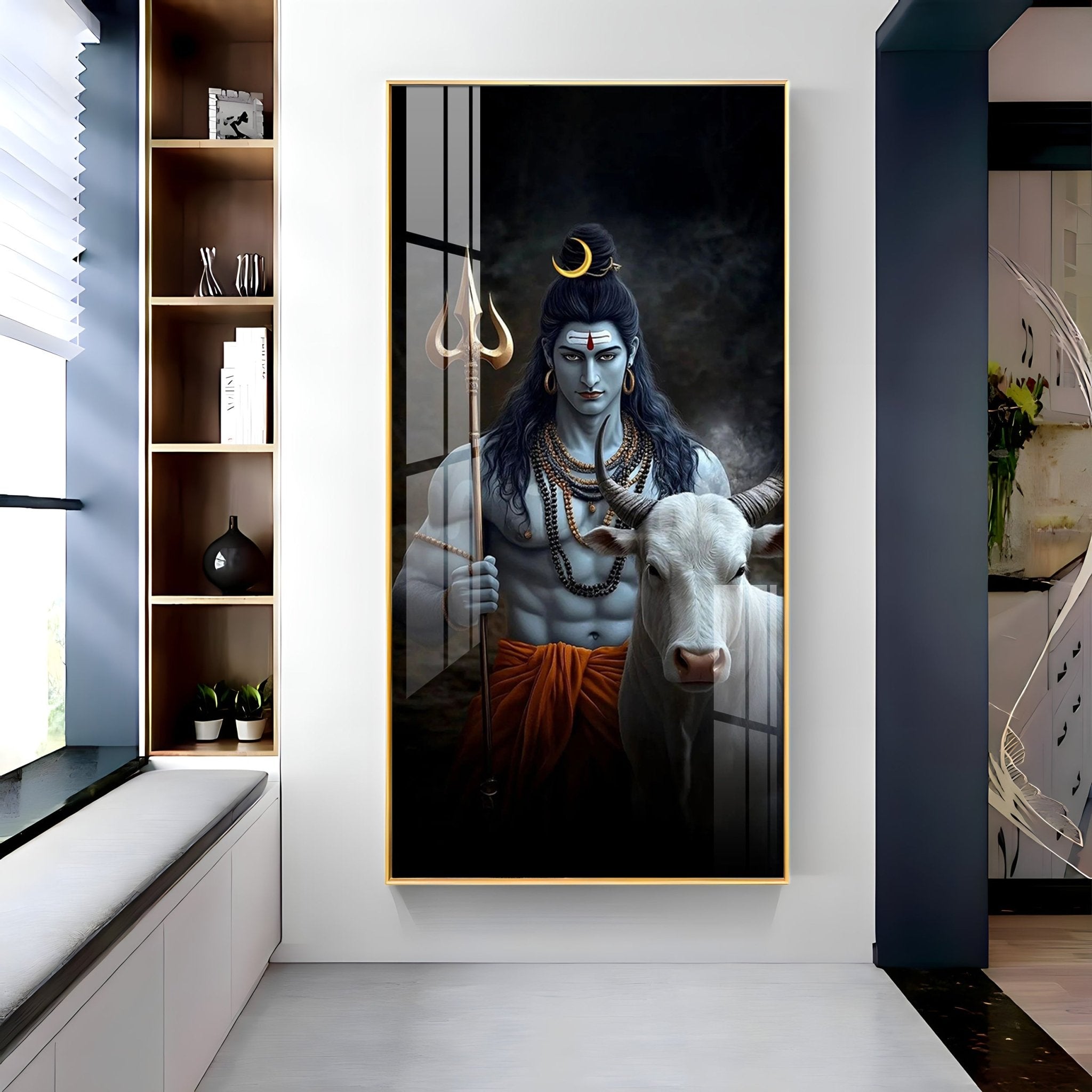 Lord Shiva with His Sacred Companion Premium Acrylic Wall Art - The Next Decor