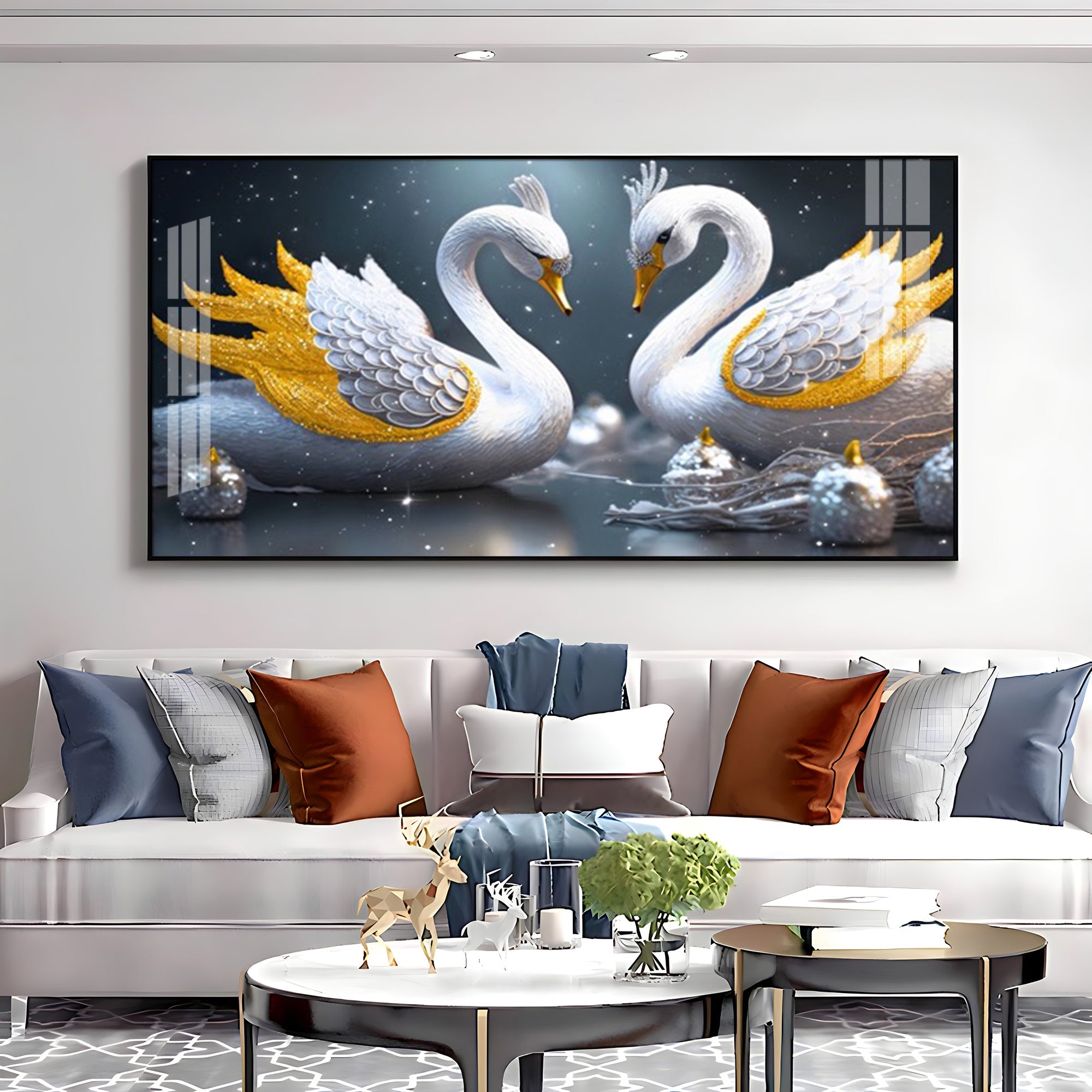 Lovely Swan Couple Premium Acrylic Horizontal Wall Art - The Next Decor