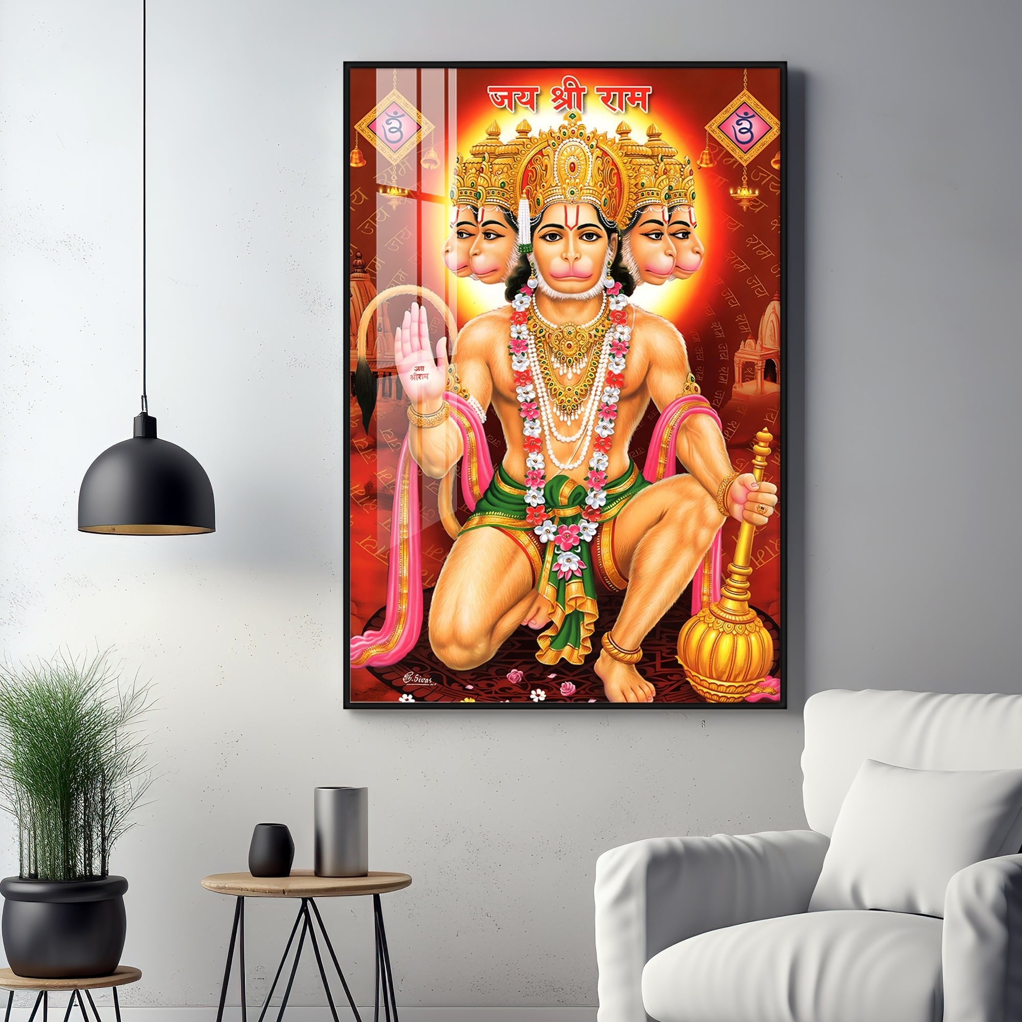Majestic Lord Hanuman Premium Vertical Acrylic Wall Art - The Next Decor