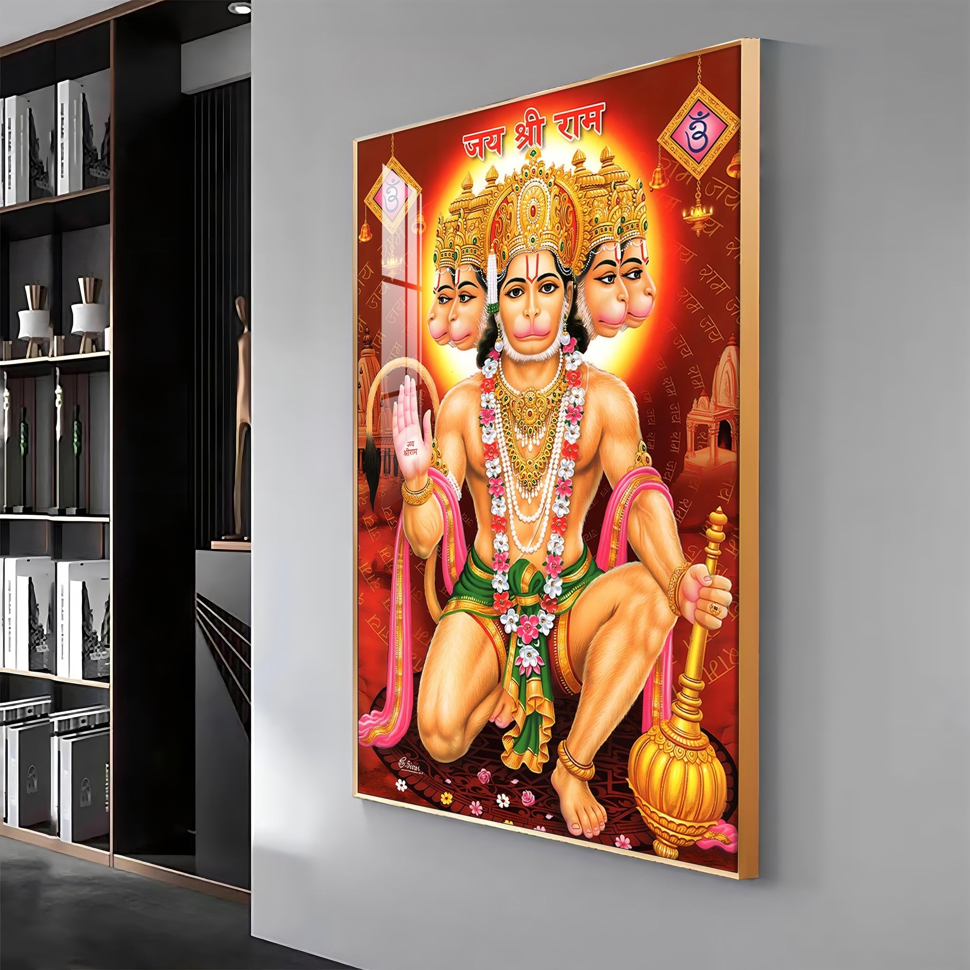 Majestic Lord Hanuman Premium Vertical Acrylic Wall Art - The Next Decor
