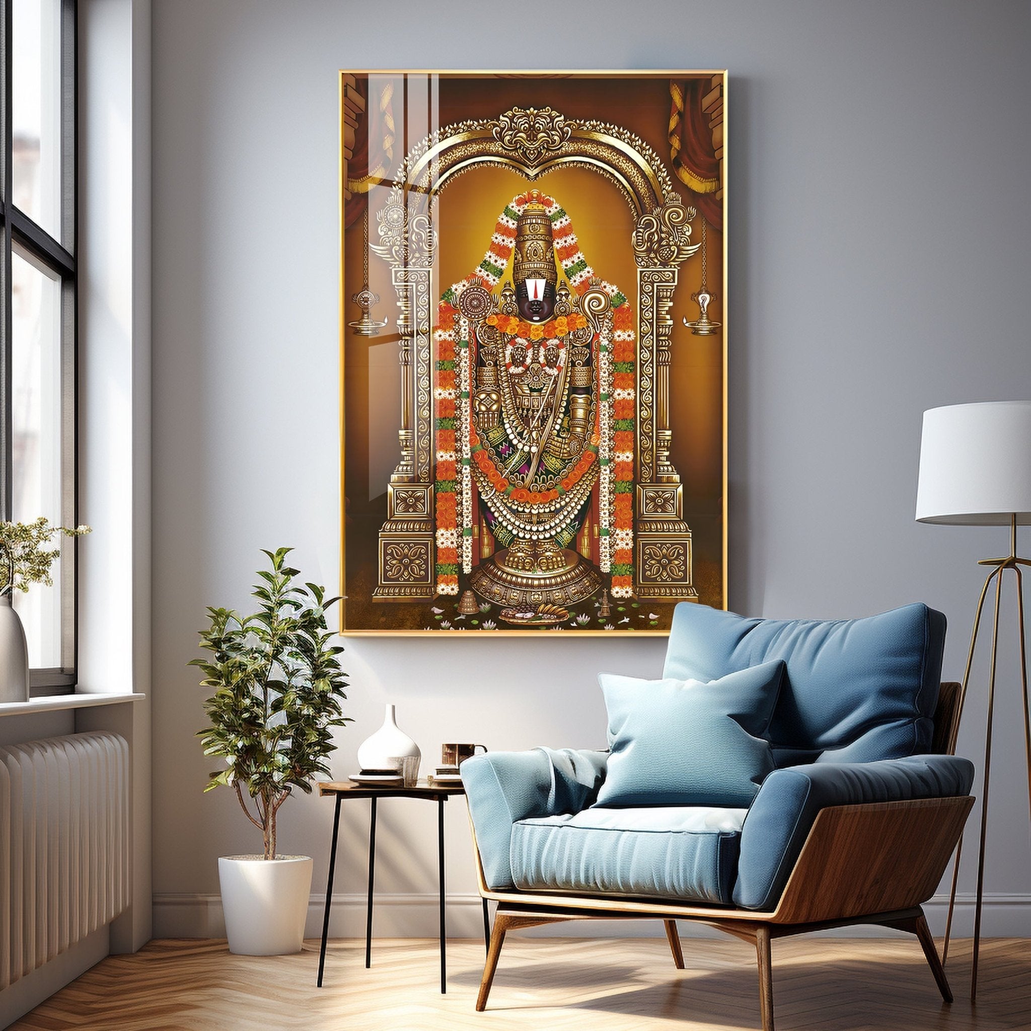 Majestic Lord Tirupati Balaji Premium Vertical Acrylic Wall Art - The Next Decor