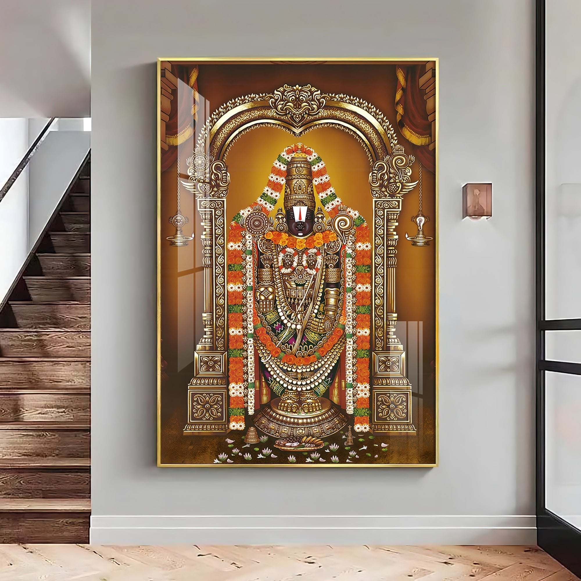 Majestic Lord Tirupati Balaji Premium Vertical Acrylic Wall Art - The Next Decor