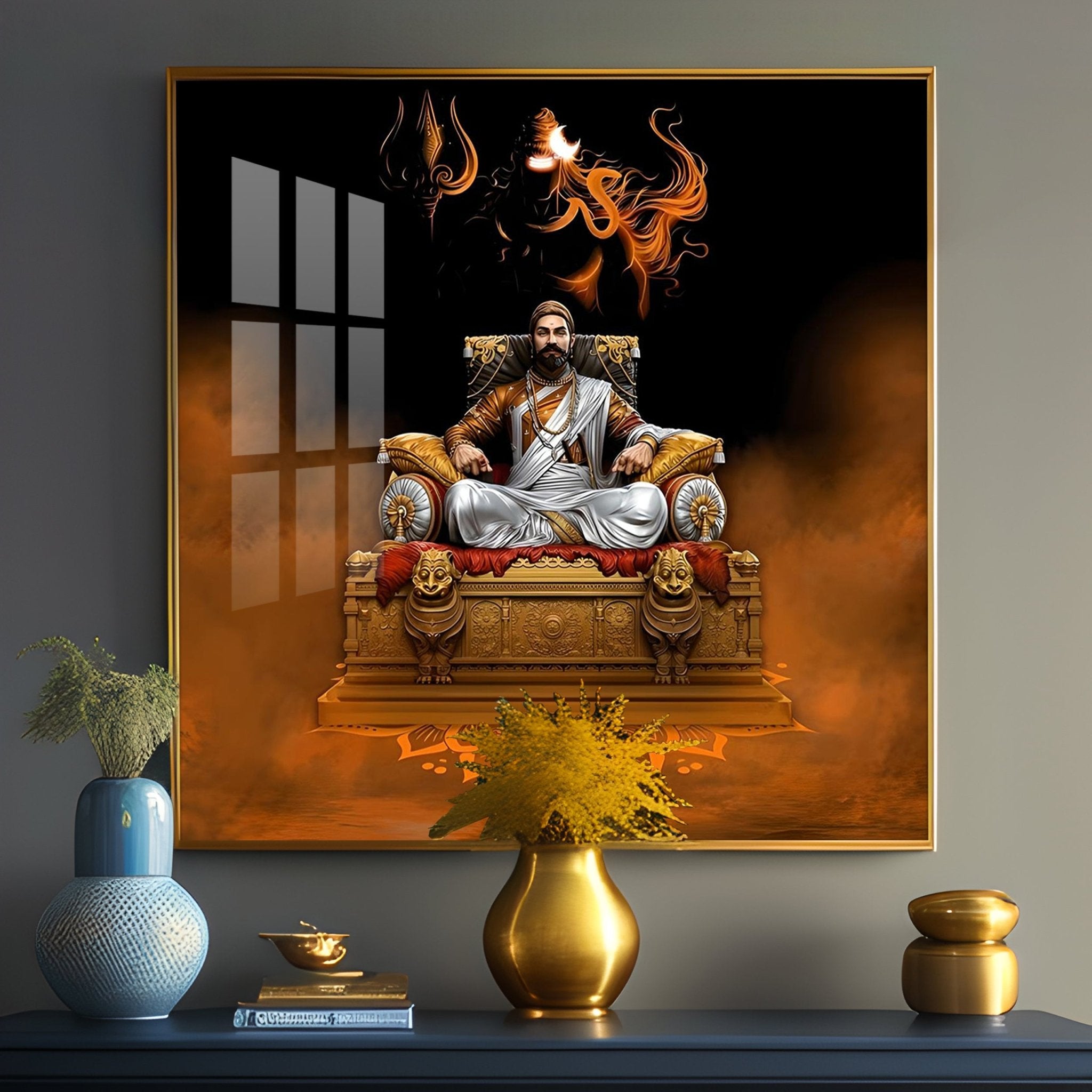 Maratha Warrior Shivaji Maharaj Premium Acrylic Square Wall Art - The Next Decor