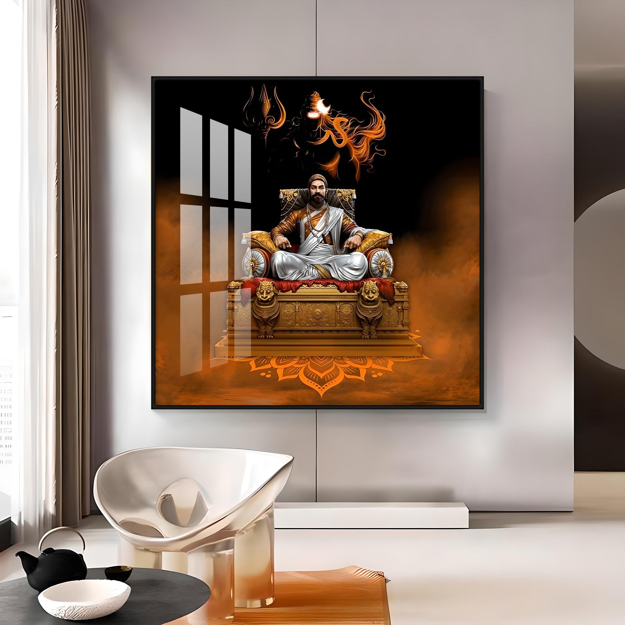 Maratha Warrior Shivaji Maharaj Premium Acrylic Square Wall Art - The Next Decor