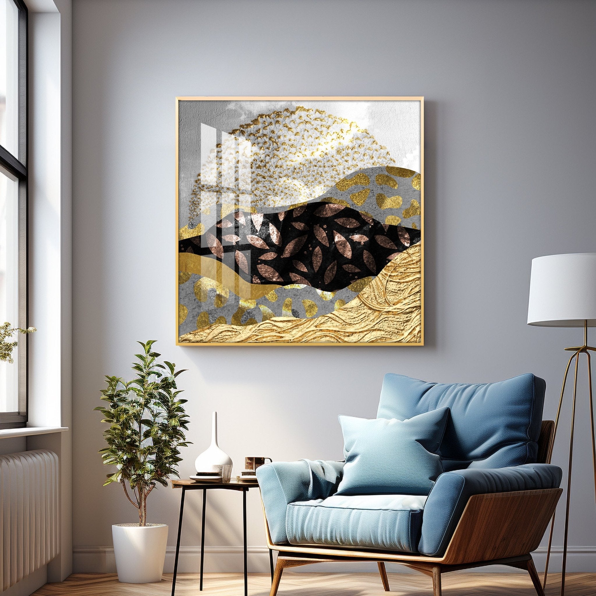 Metallic Mountains Luxury Crystal Square Wall Art - The Next Decor