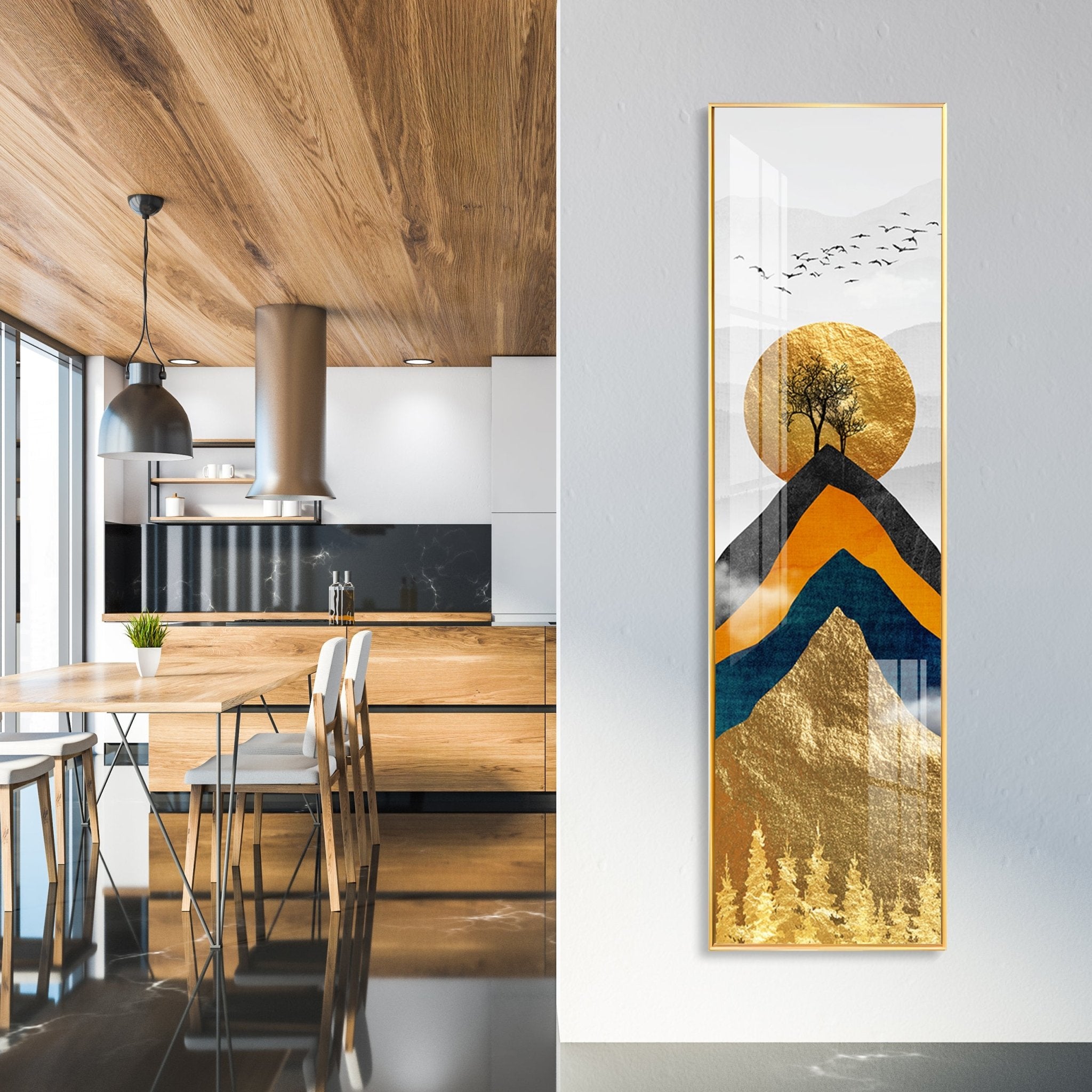 Moon & Mountain Luxury Crystal Vertical Wall Art - The Next Decor