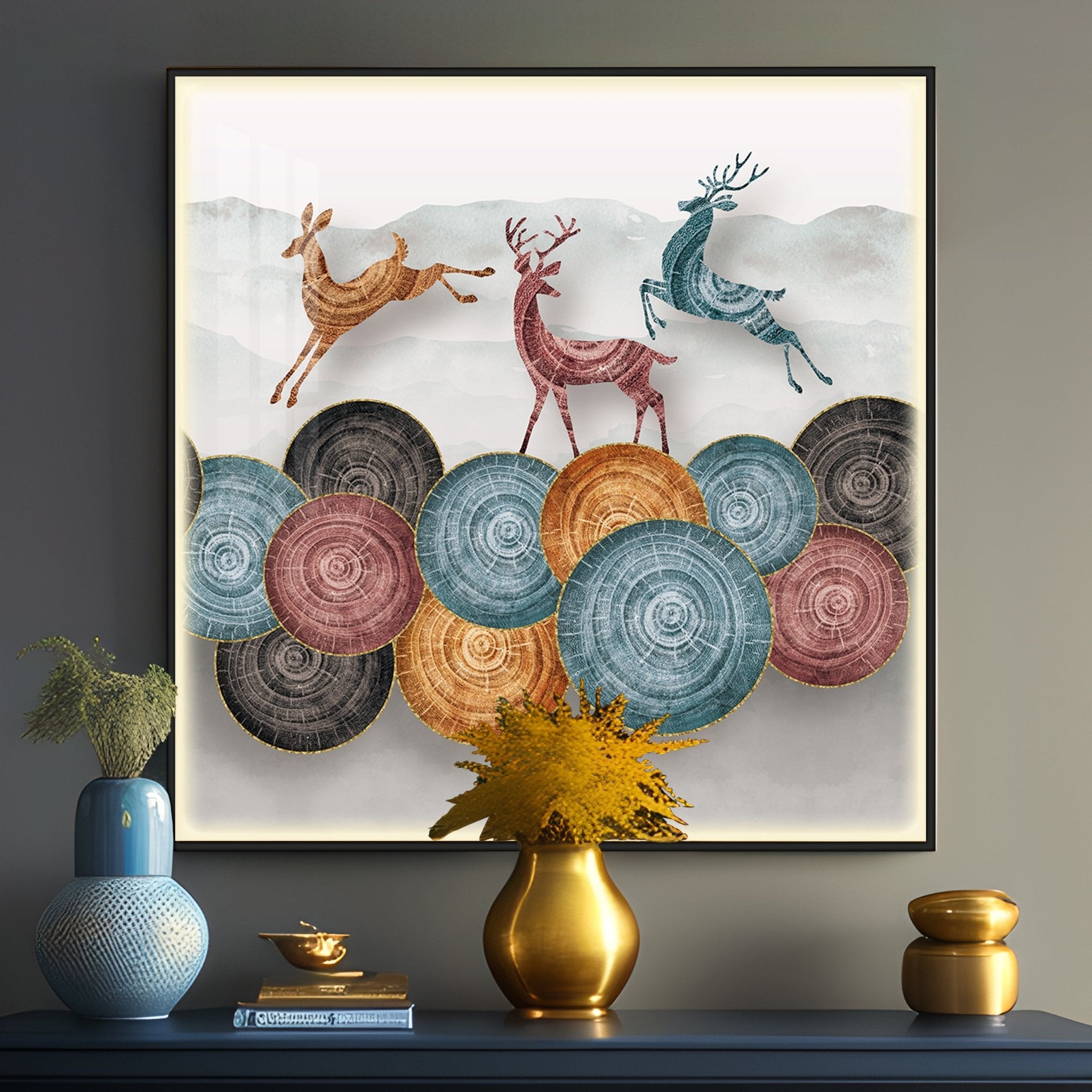 Moose Triplets Luxury Crystal Square Wall Art - The Next Decor