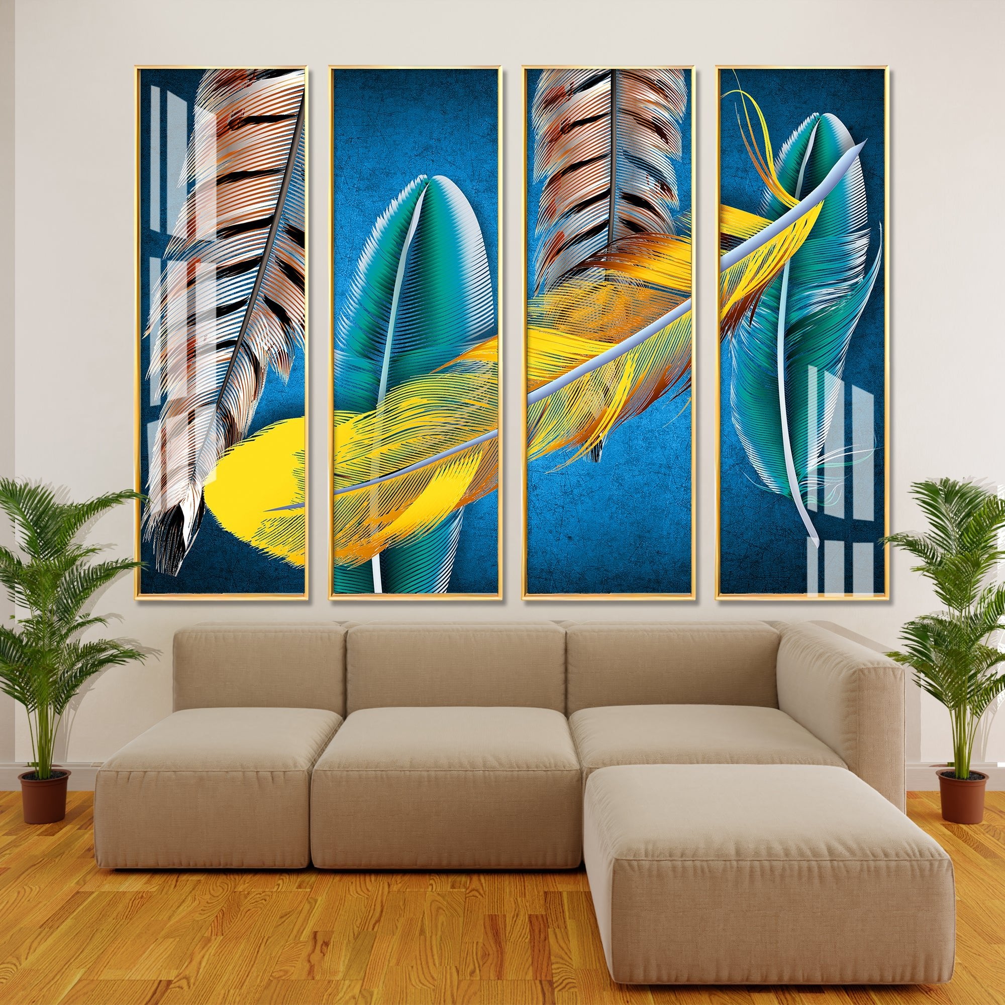 Multicolor leaves Premium Acrylic Vertical Wall Art (set of 4) - The Next Decor