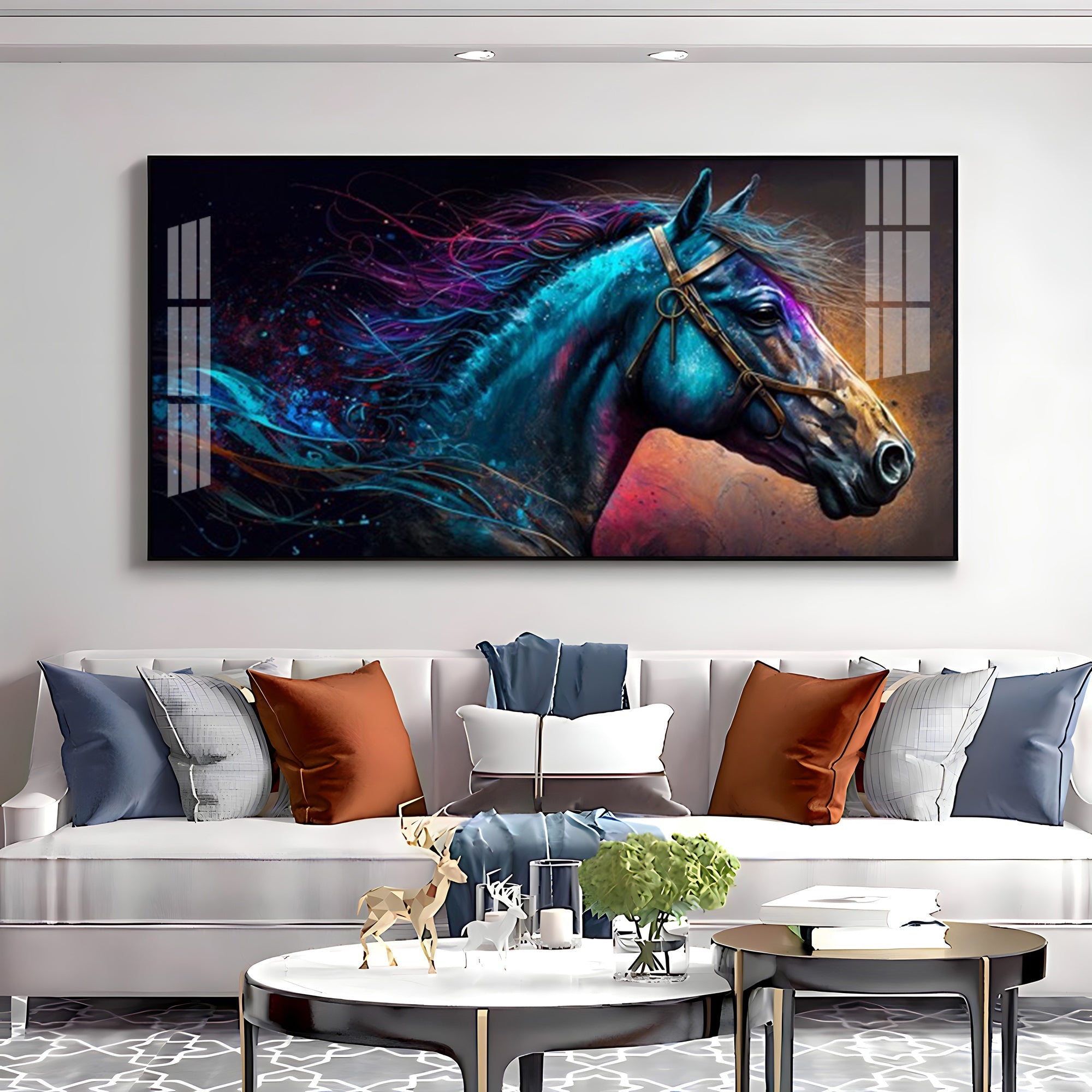 Neon Horse Premium Acrylic Horizontal Wall Art - The Next Decor