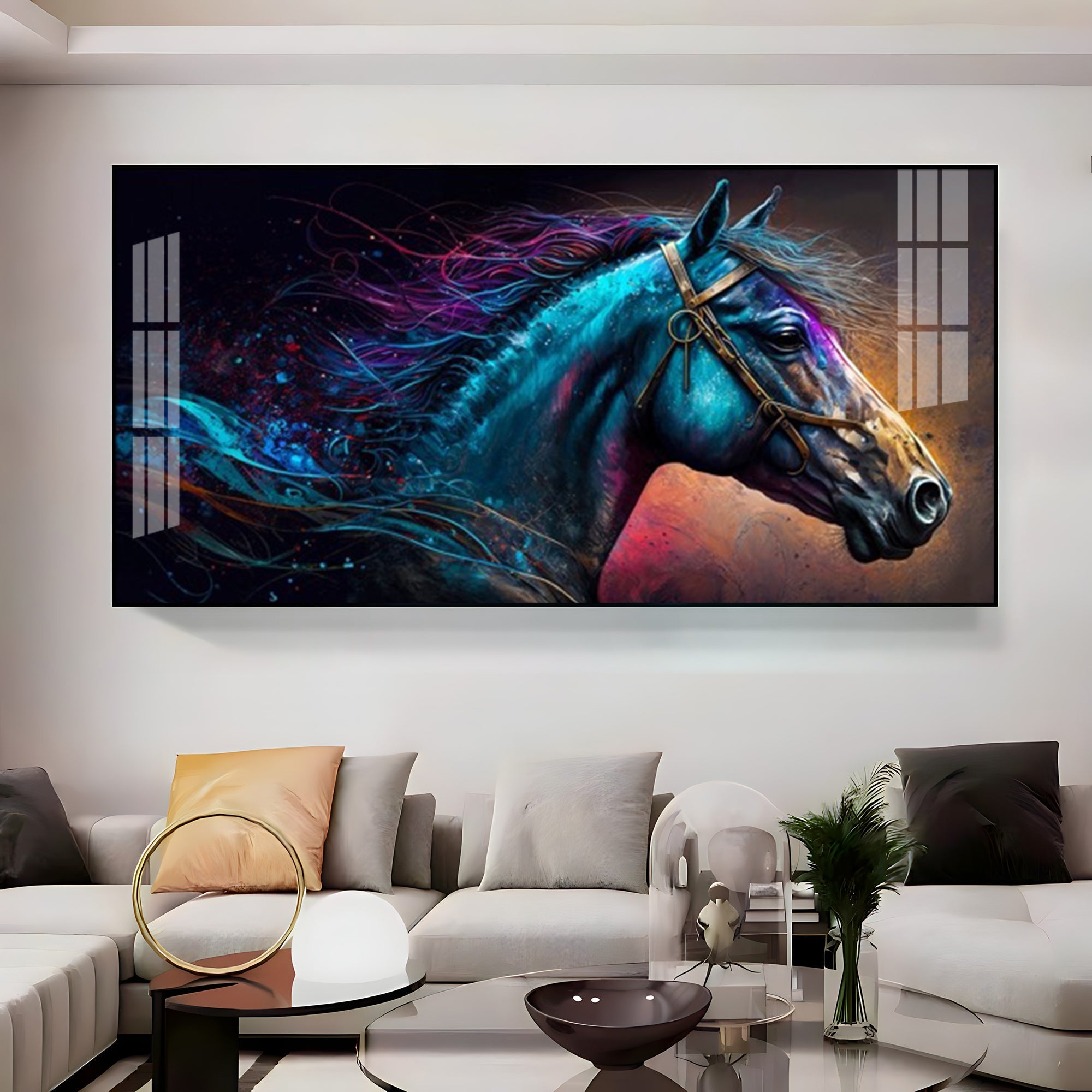 Neon Horse Premium Acrylic Horizontal Wall Art - The Next Decor