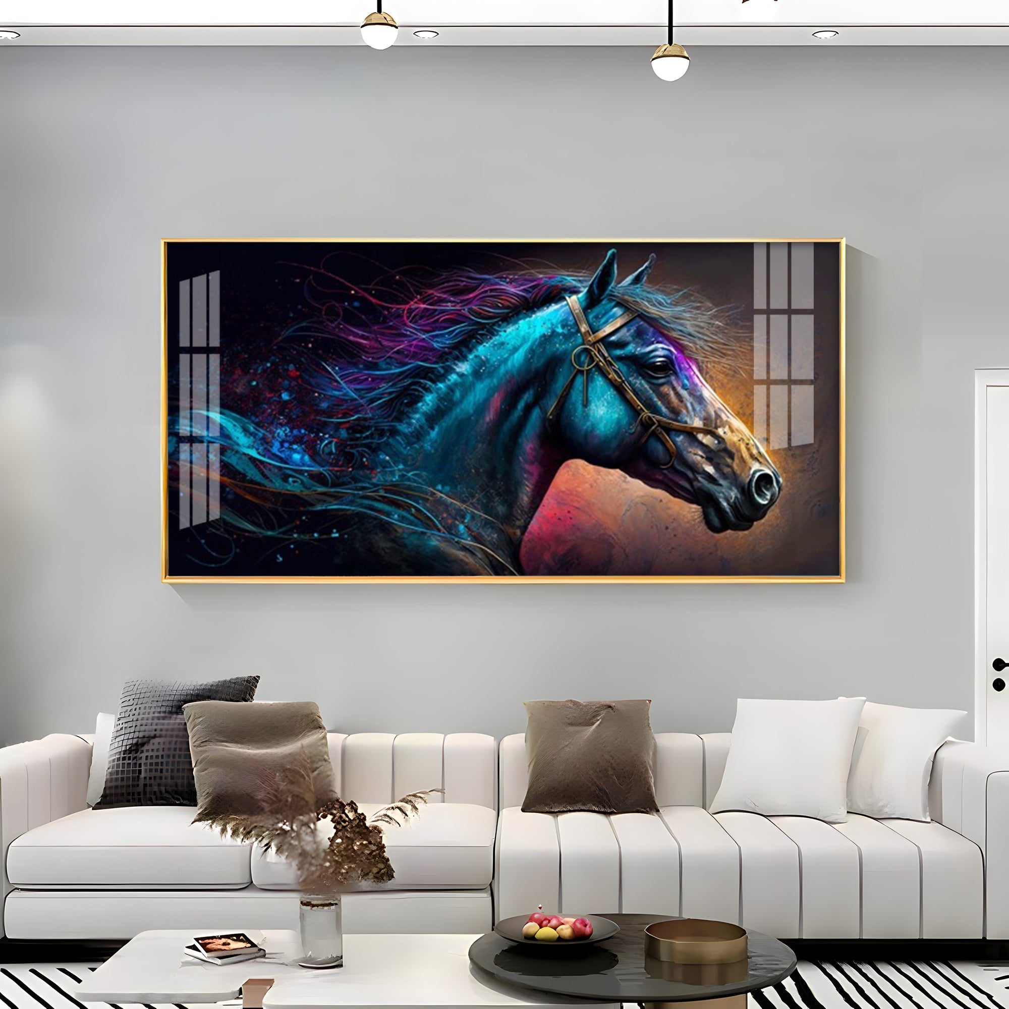 Neon Horse Premium Acrylic Horizontal Wall Art - The Next Decor