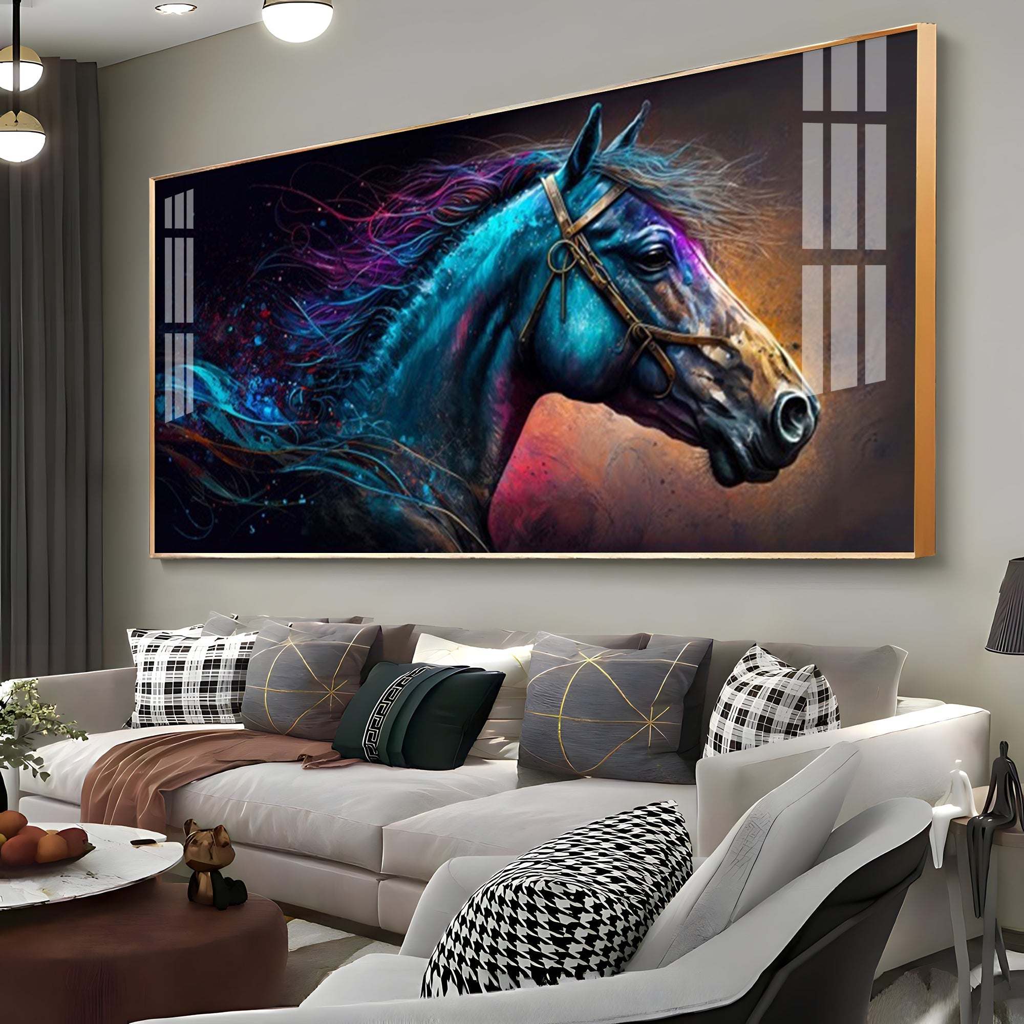 Neon Horse Premium Acrylic Horizontal Wall Art - The Next Decor