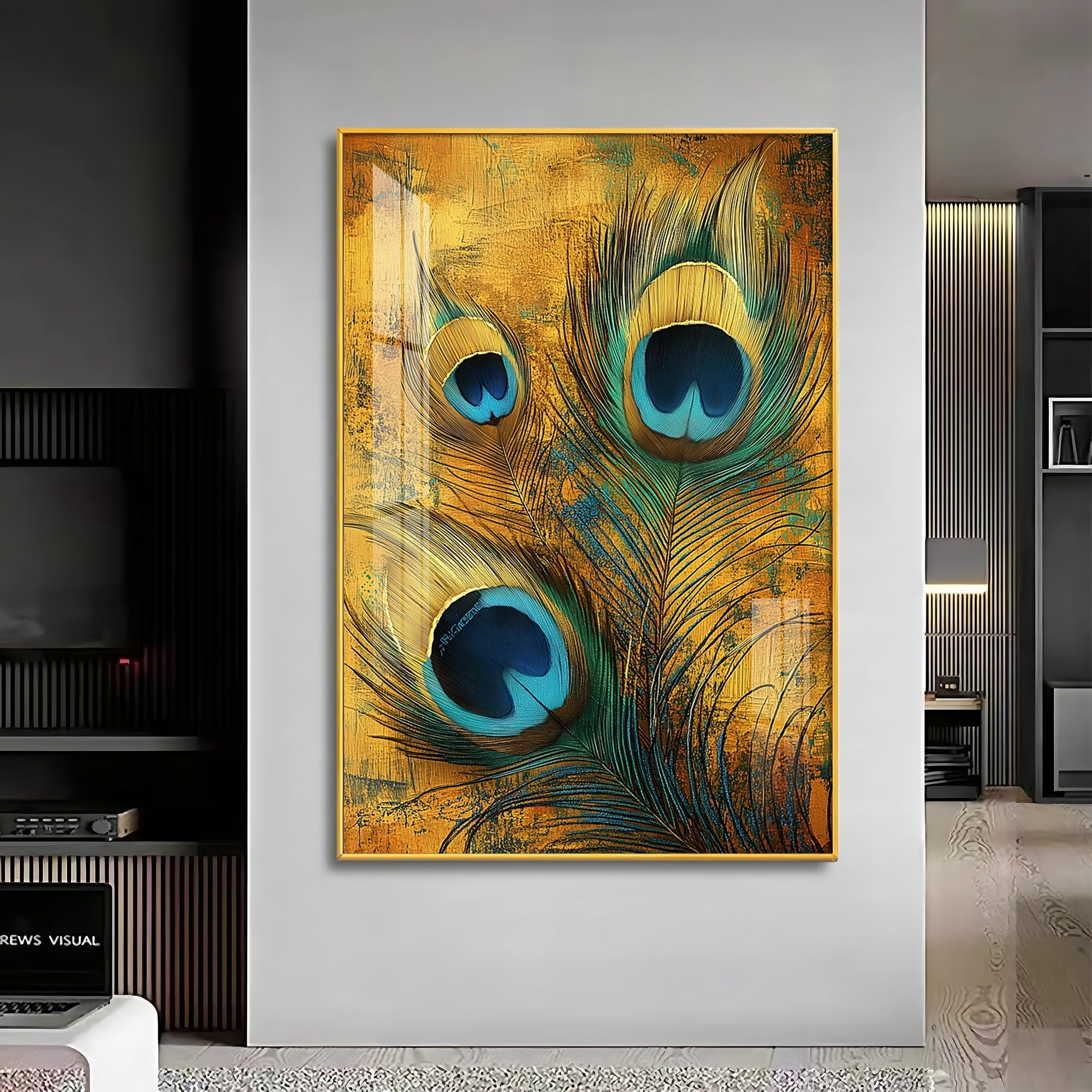 Opulent Harmony Feather Premium Acrylic Vertical Wall Art - The Next Decor