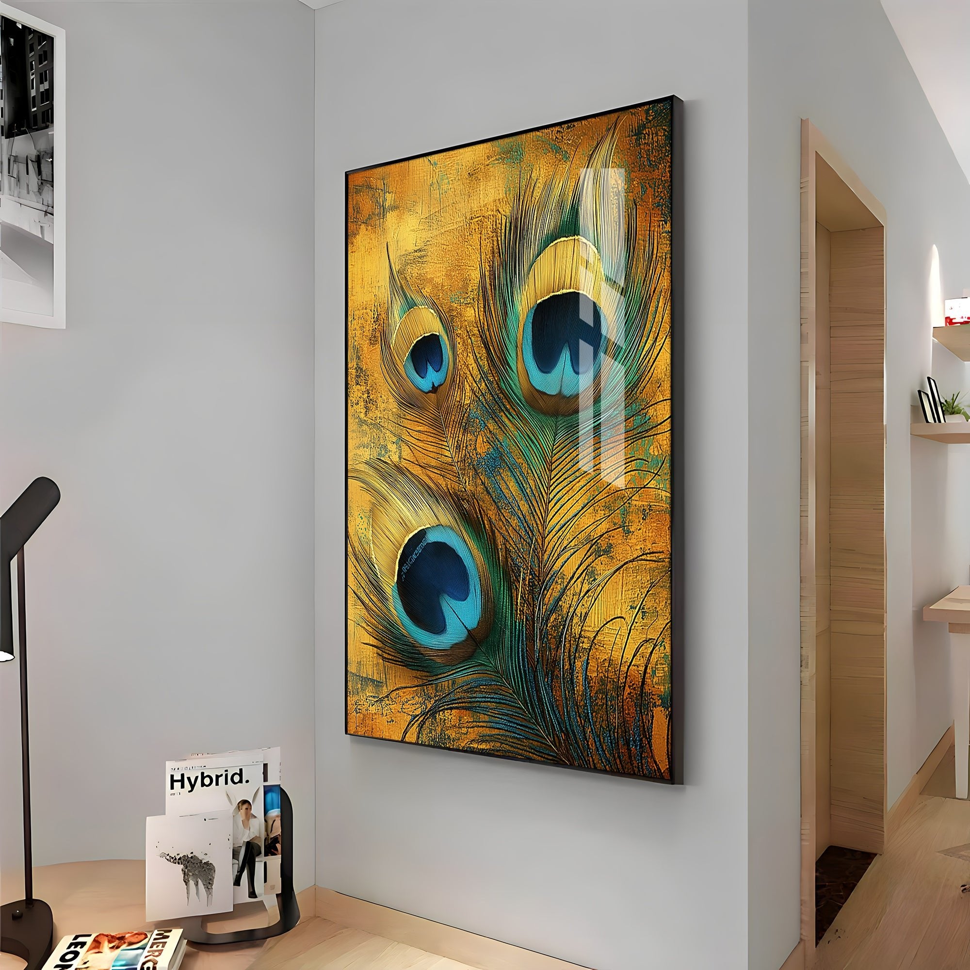 Opulent Harmony Feather Premium Acrylic Vertical Wall Art - The Next Decor