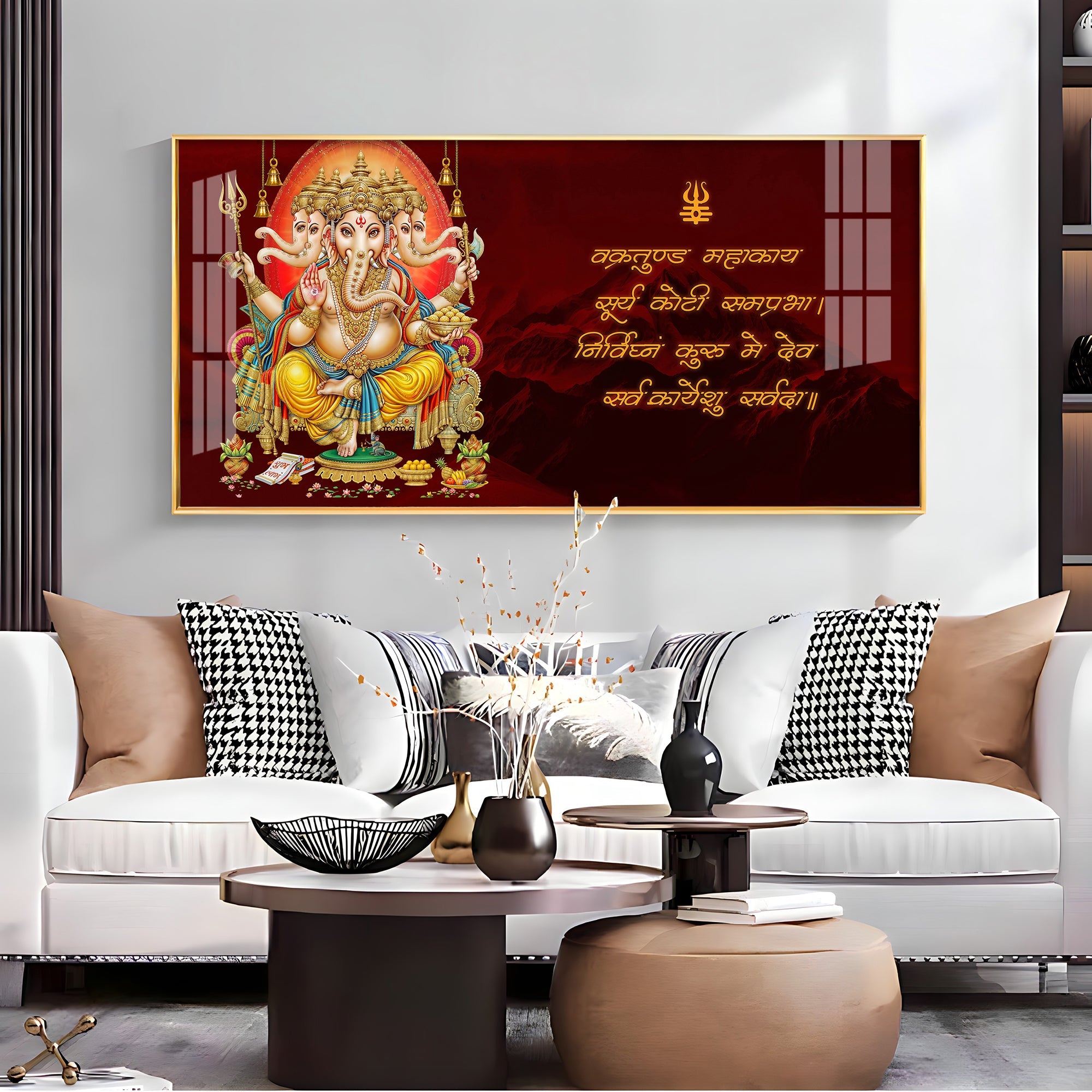 Panchmukhi Ganesha Premium Acrylic Horizontal Wall Art - The Next Decor