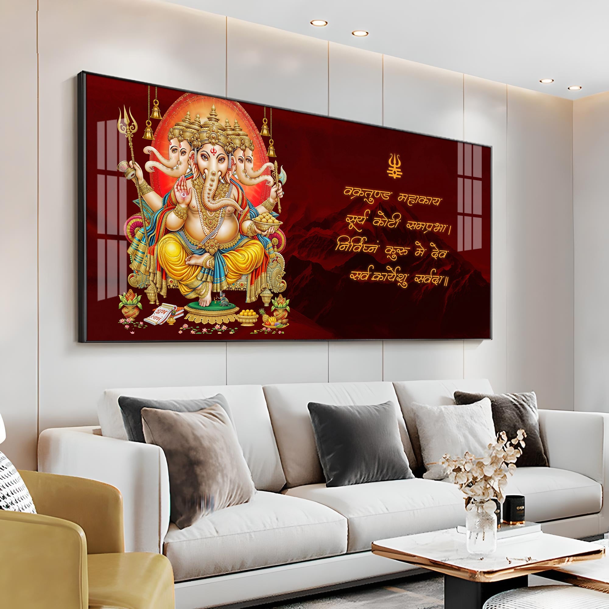 Panchmukhi Ganesha Premium Acrylic Horizontal Wall Art - The Next Decor