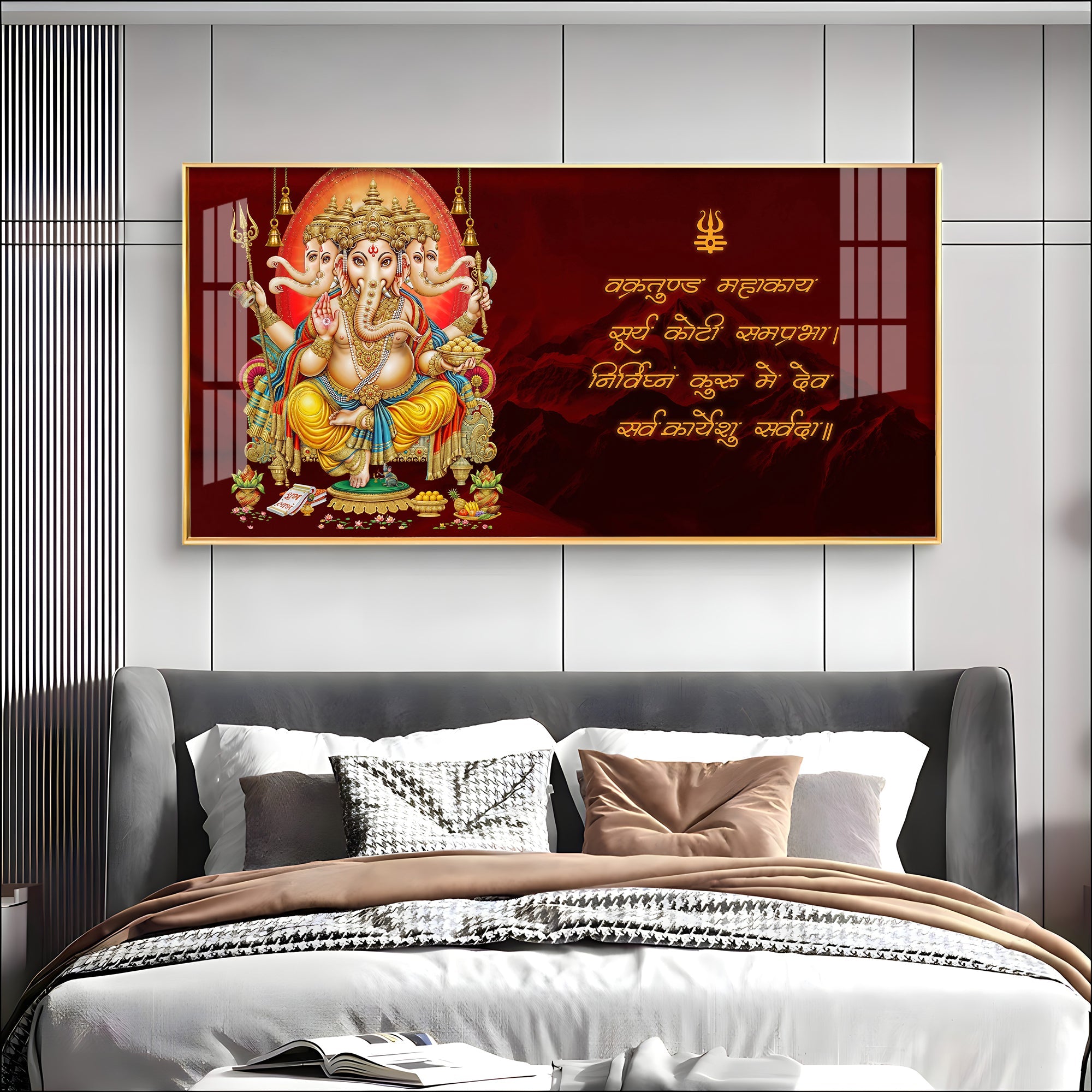 Panchmukhi Ganesha Premium Acrylic Horizontal Wall Art - The Next Decor