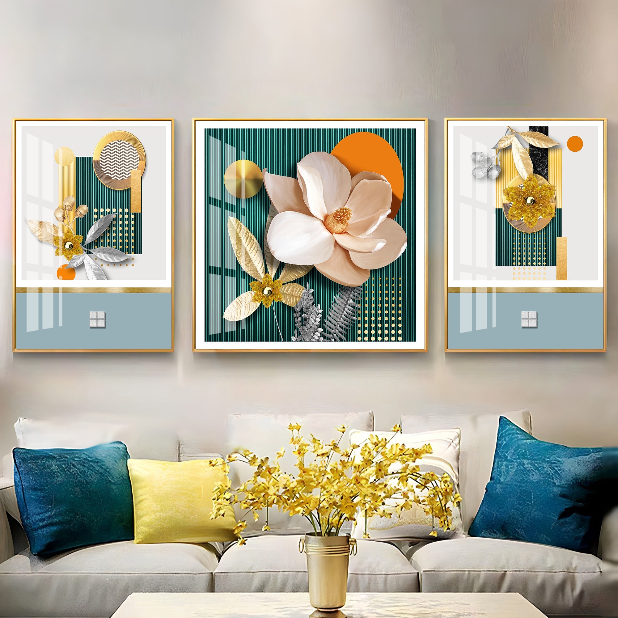 Pastel Flowers Premium Acrylic Wall Art (Set of 3) - The Next Decor