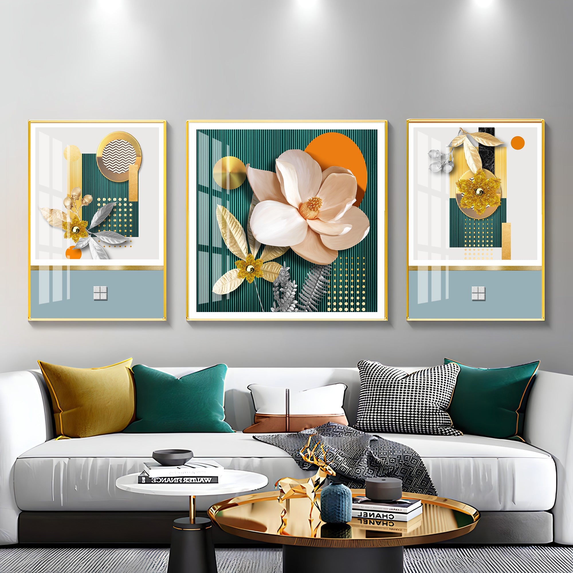 Pastel Flowers Premium Acrylic Wall Art (Set of 3) - The Next Decor