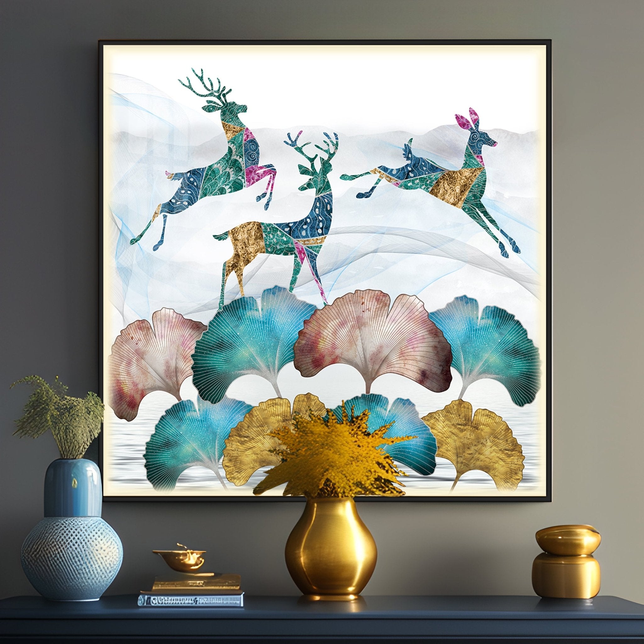 Radiant Deers Luxury Crystal Square Wall Art - The Next Decor