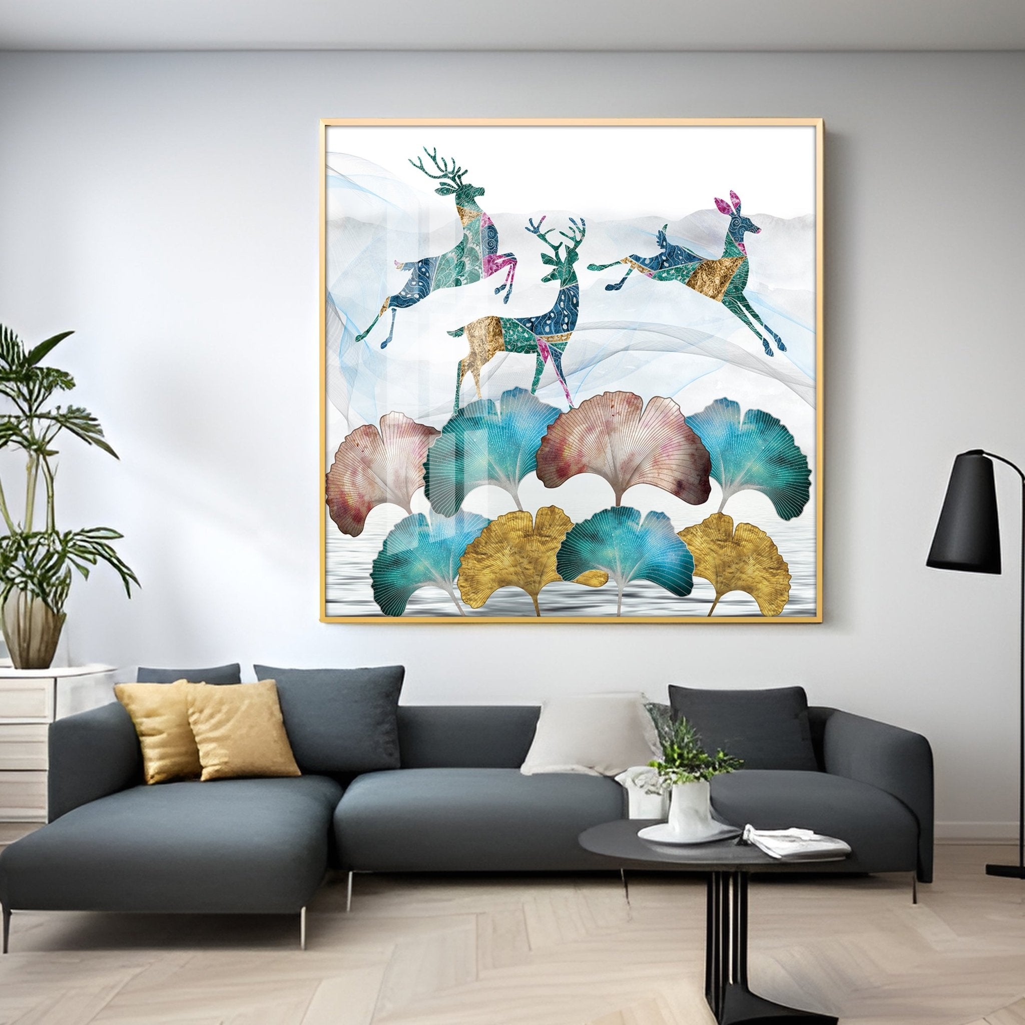 Radiant Deers Luxury Crystal Square Wall Art - The Next Decor