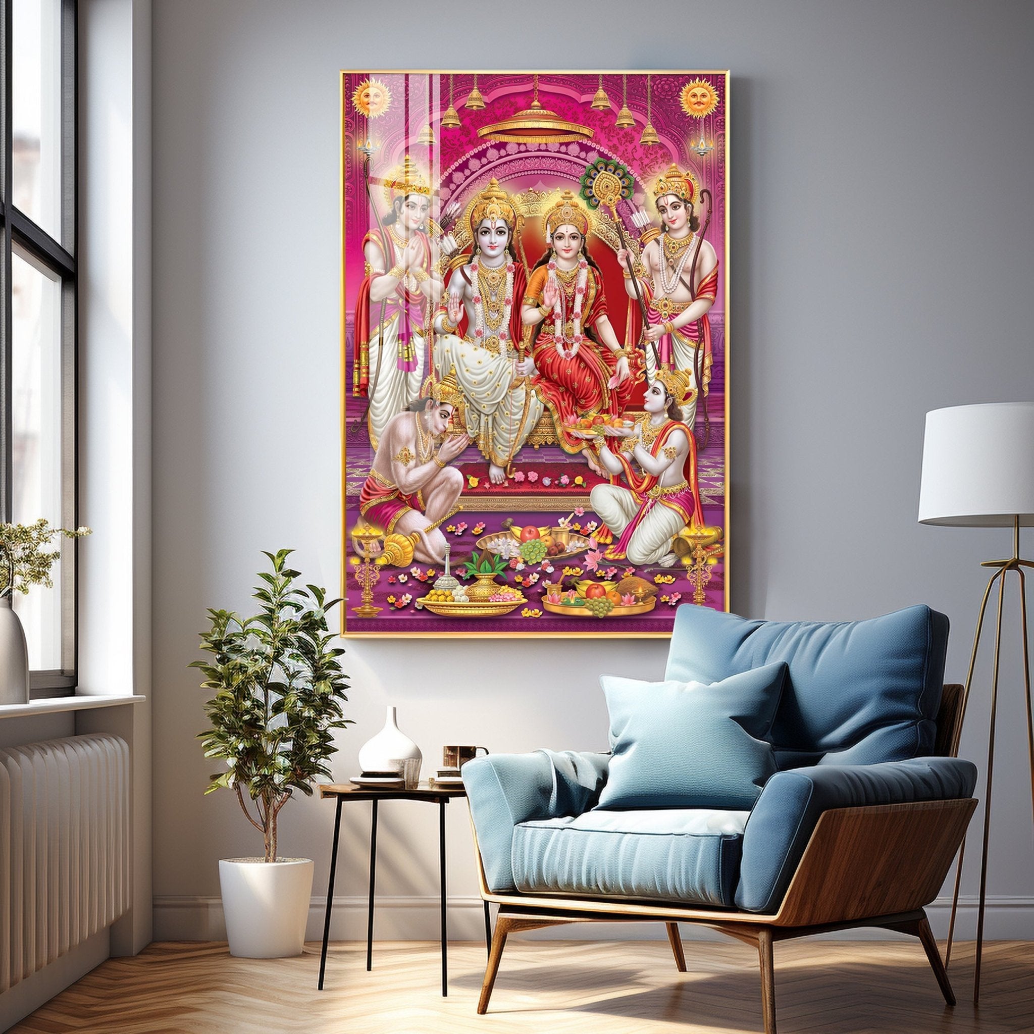 Ram Sita Darbar Premium Acrylic Vertical Wall Art - The Next Decor