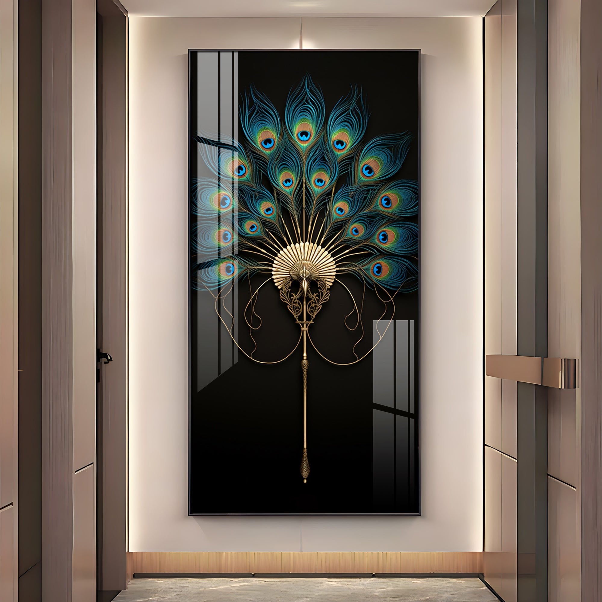 Regal Peacock Premium Acrylic Vertical Wall Art - The Next Decor