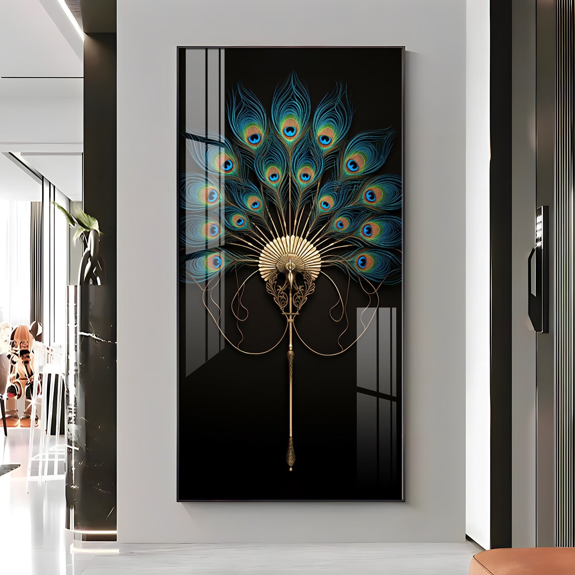 Regal Peacock Premium Acrylic Vertical Wall Art - The Next Decor