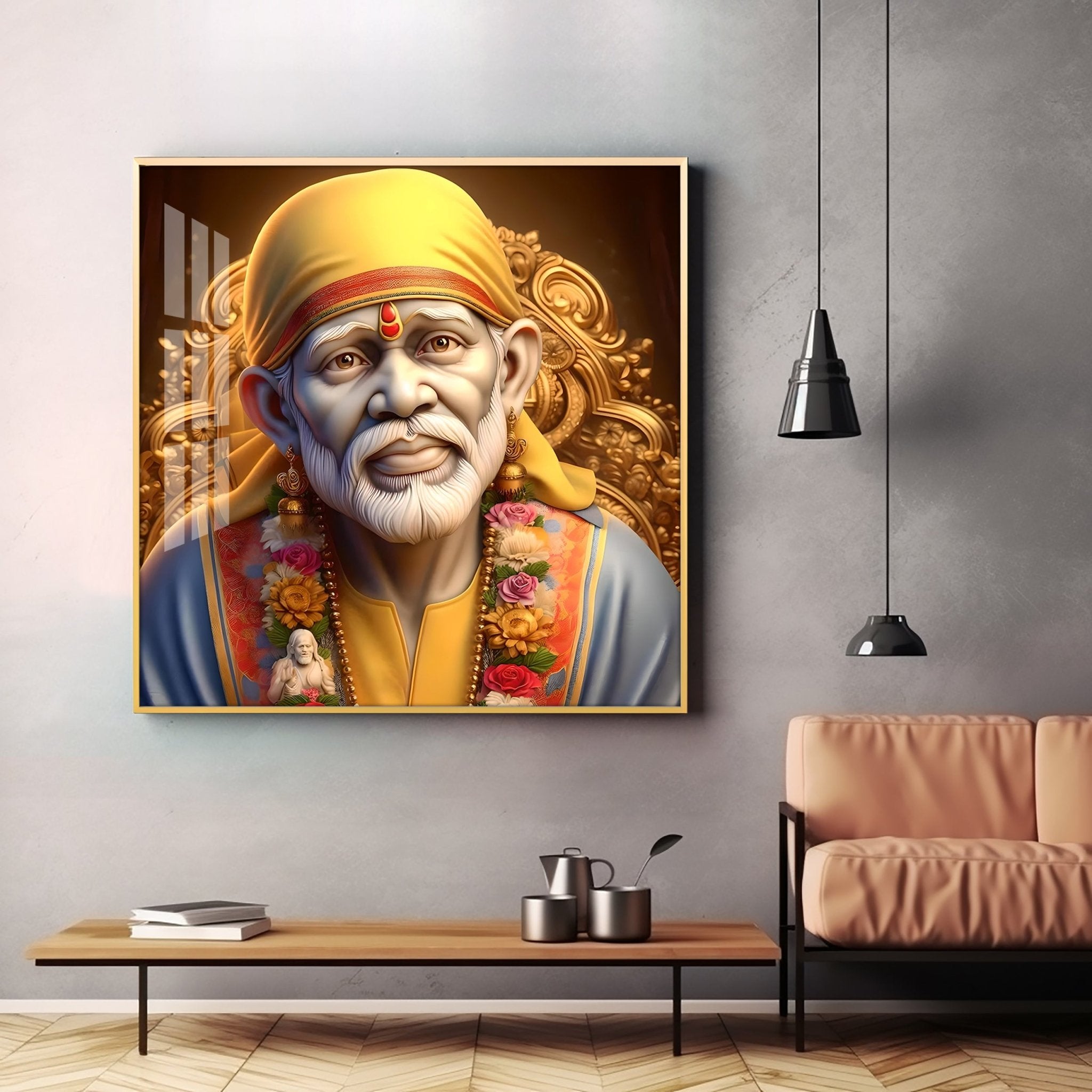 Sai Baba of Shirdi Premium Acrylic Square Wall Art - The Next Decor