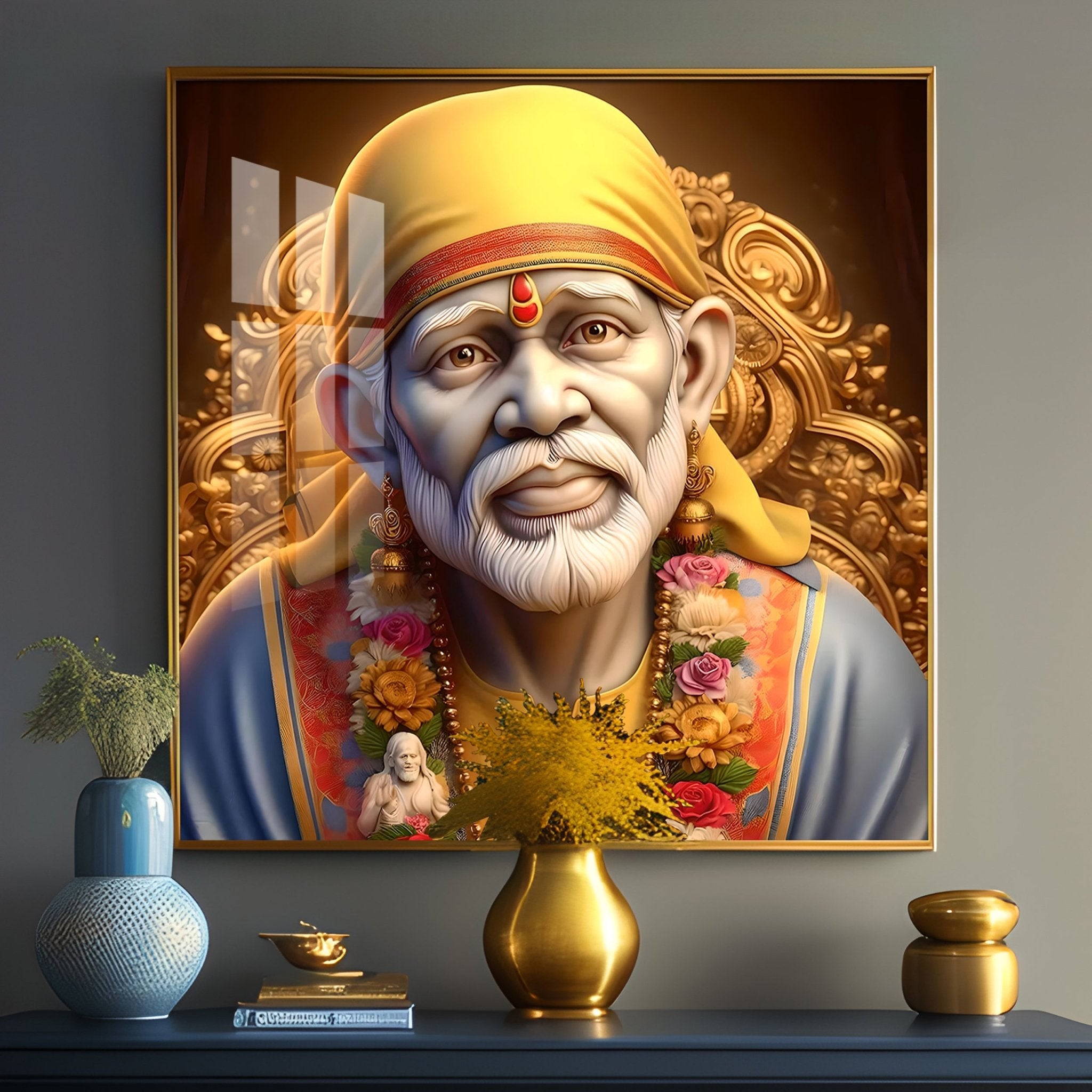 Sai Baba of Shirdi Premium Acrylic Square Wall Art - The Next Decor