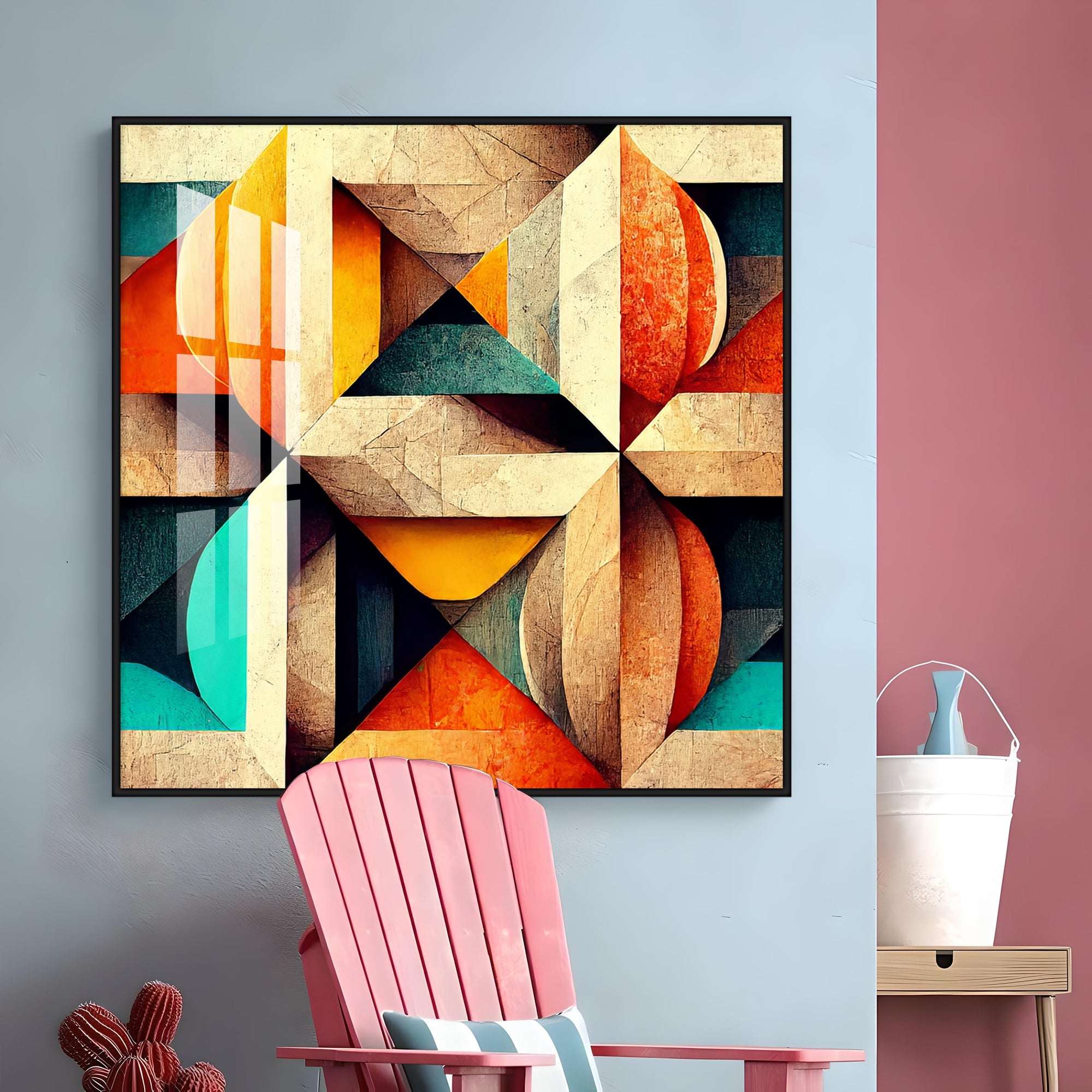 Seamless Pattern Shapes Premium Acrylic Square Wall Art - The Next Decor