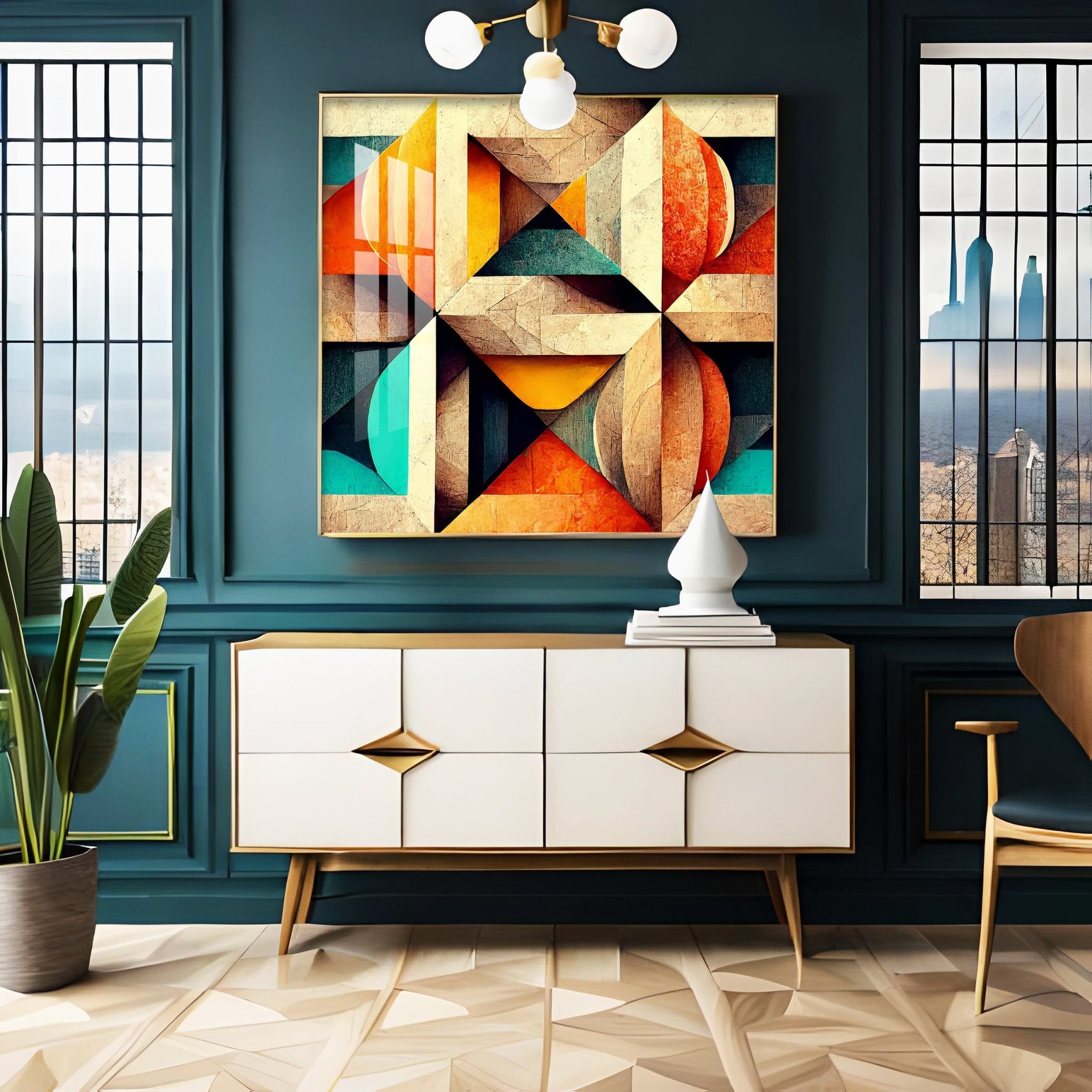 Seamless Pattern Shapes Premium Acrylic Square Wall Art - The Next Decor