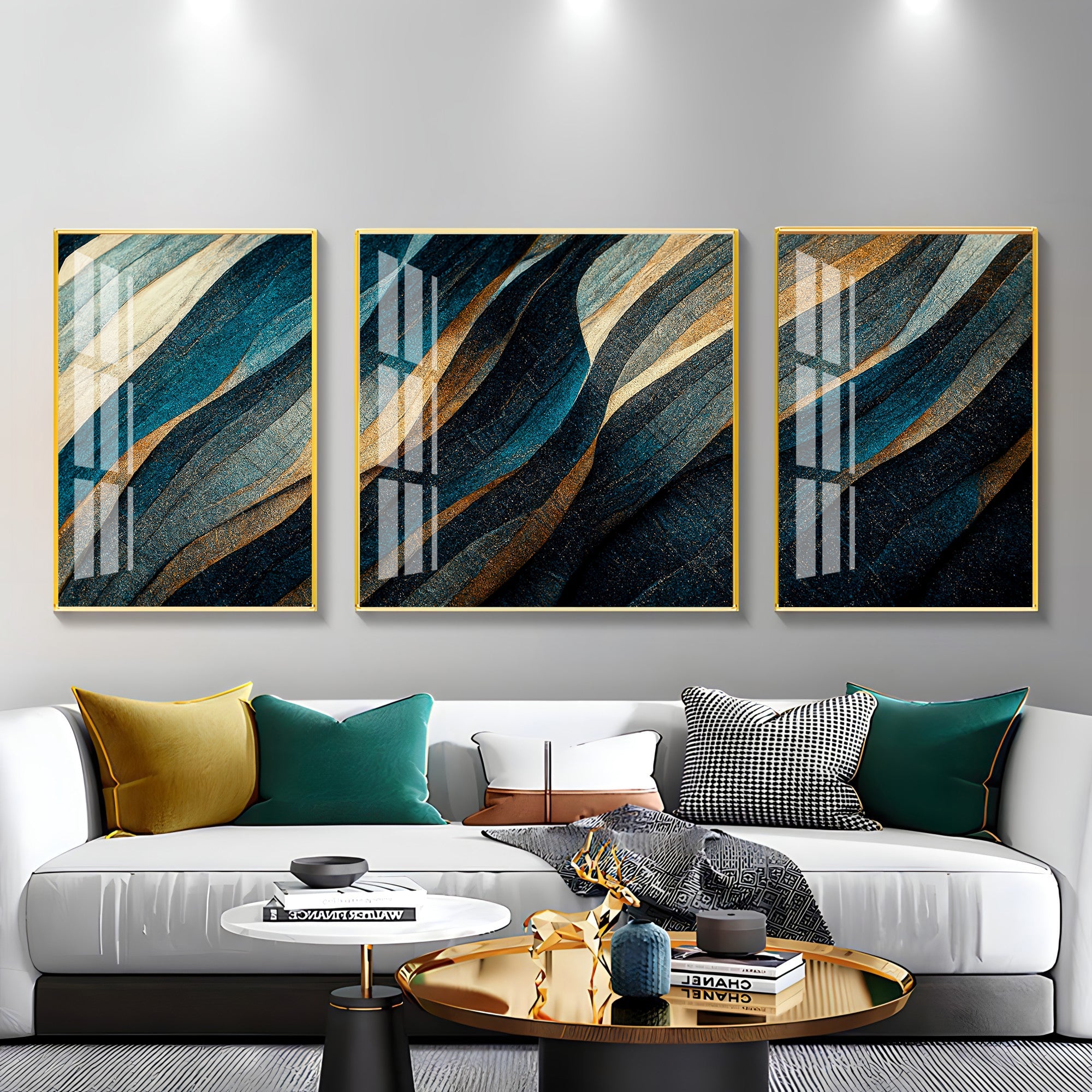 Seamless Waves Premium Acrylic Wall Art (Set of 3) - The Next Decor